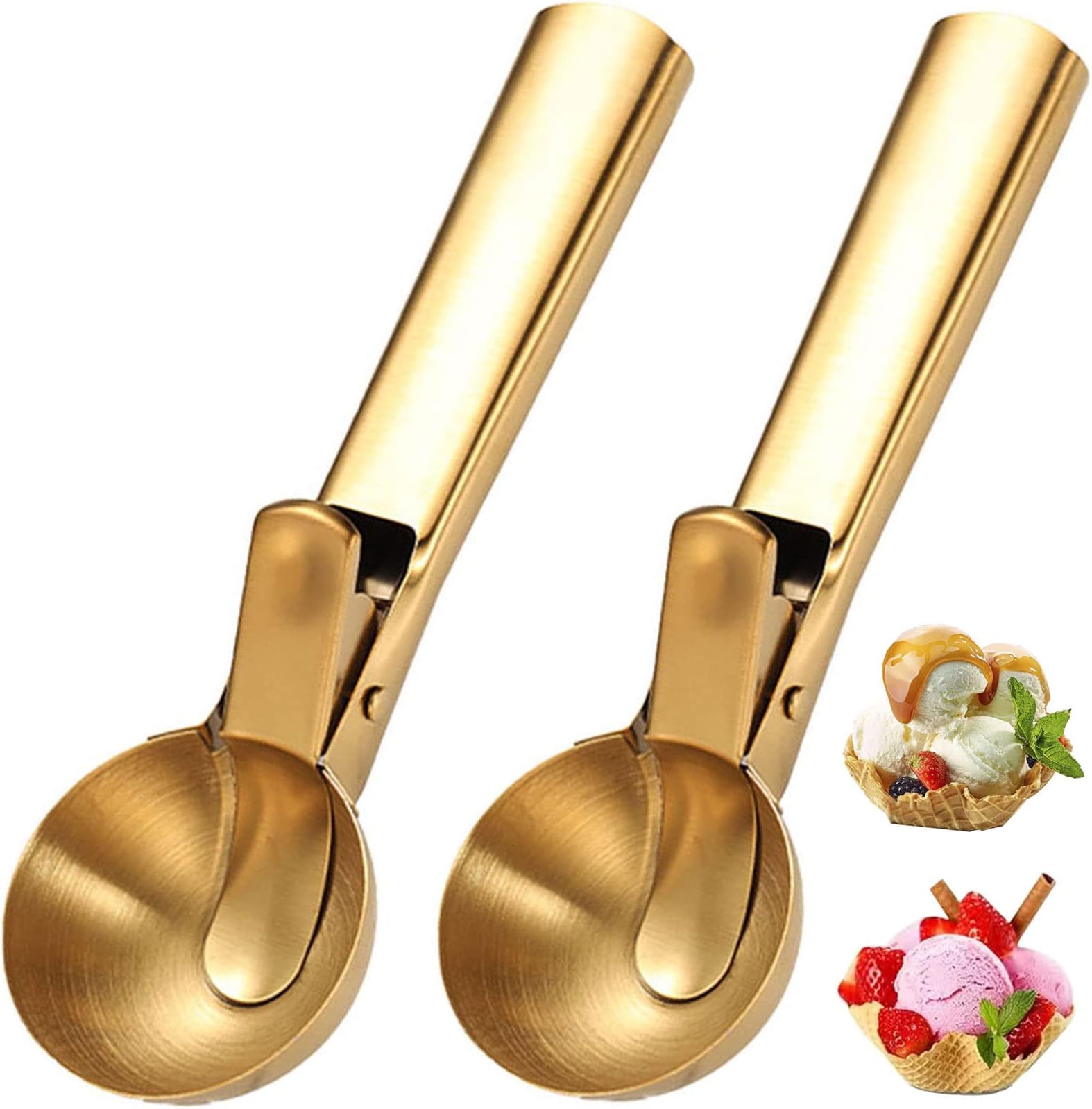 Skylety 3 Pcs Ice Cream Scoops with Trigger Multiple Size