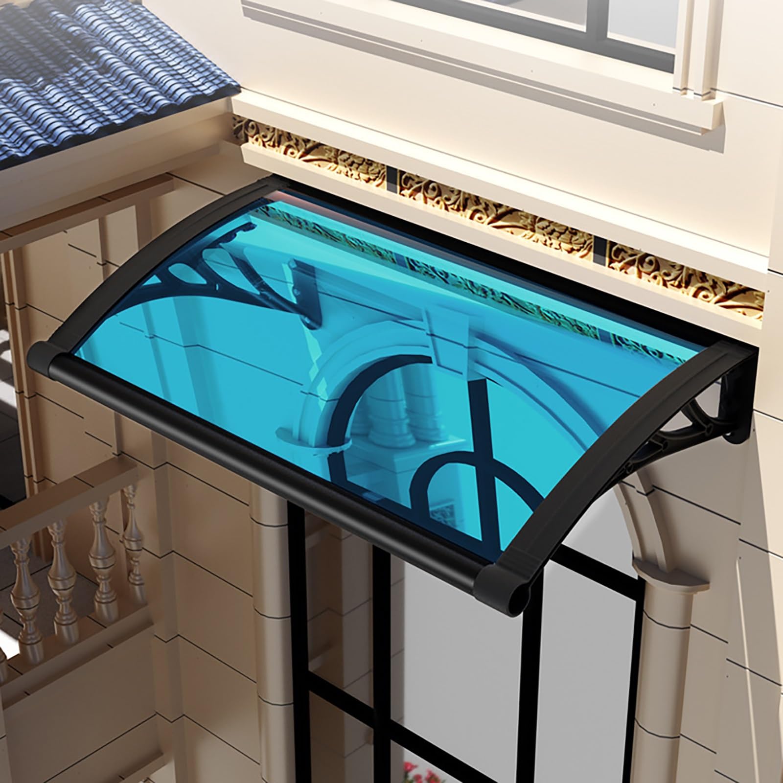 Toldo para puertas y ventanas exterior de 80x100 cm con soportes de plástico