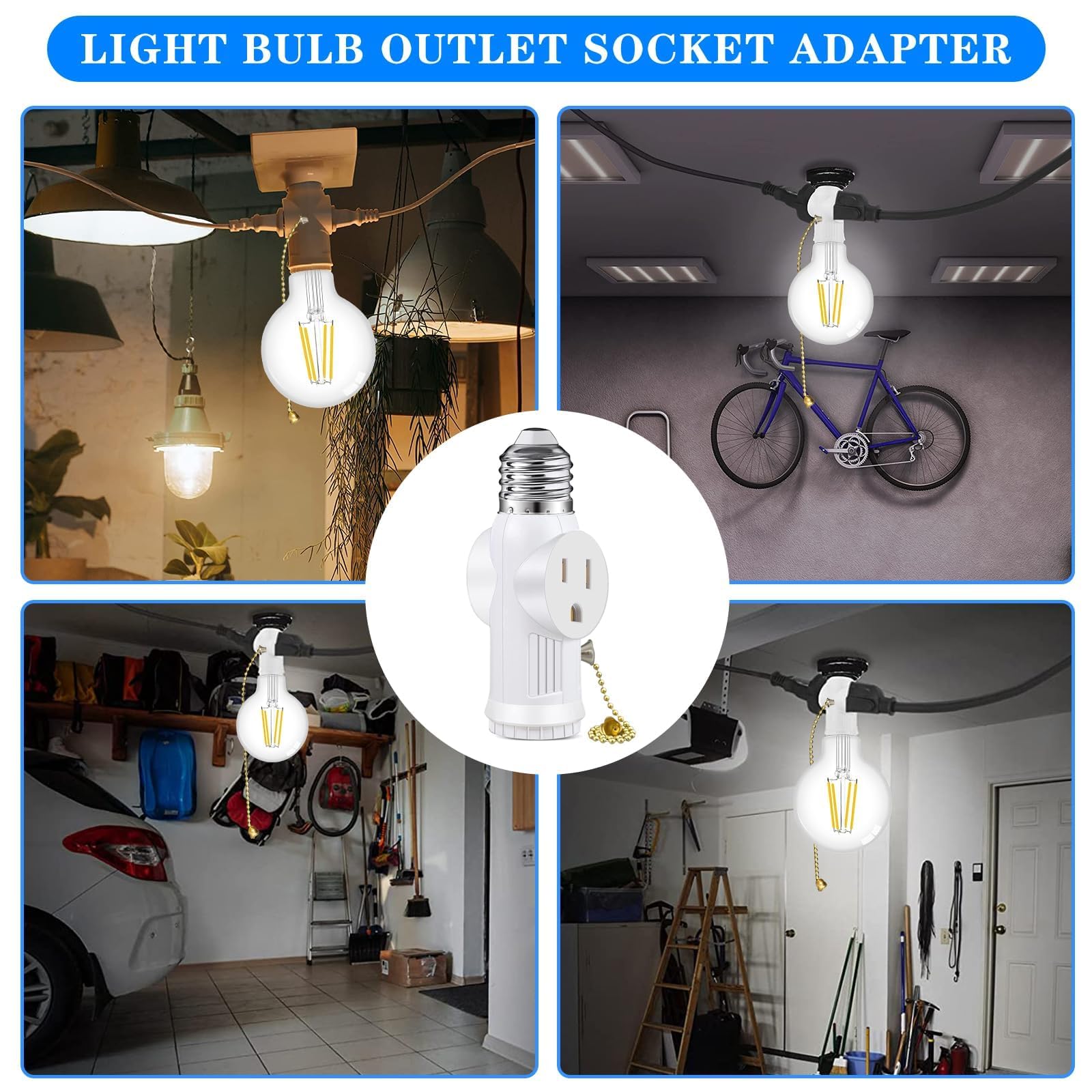 Light Socket Adapter - 2 Pack E26/E27 -6 Light Socket Adapter - 2 Pack E26/E27 -6