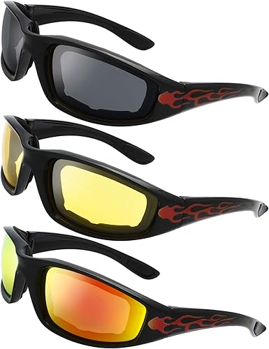 Anteojos de motocicleta con marco acolchado, lentes con bloqueo total de UVB, para actividades al aire libre