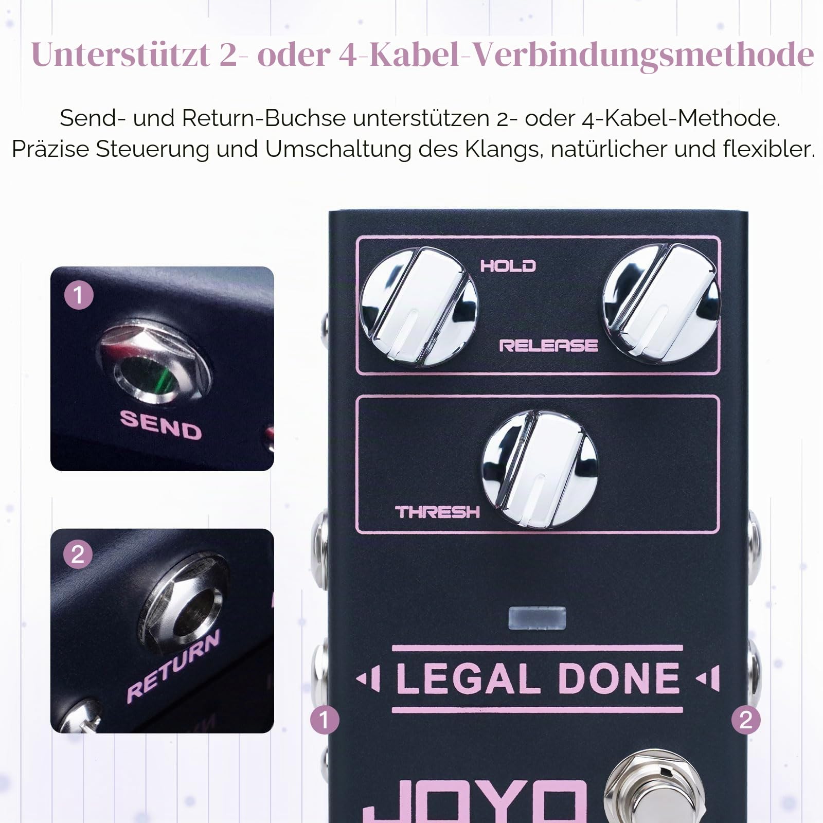 JOYO Noise Gate Pedal Noise Suppressor mit 4-Kabel Methode für E-Gitarre (Legal Done R-23)
