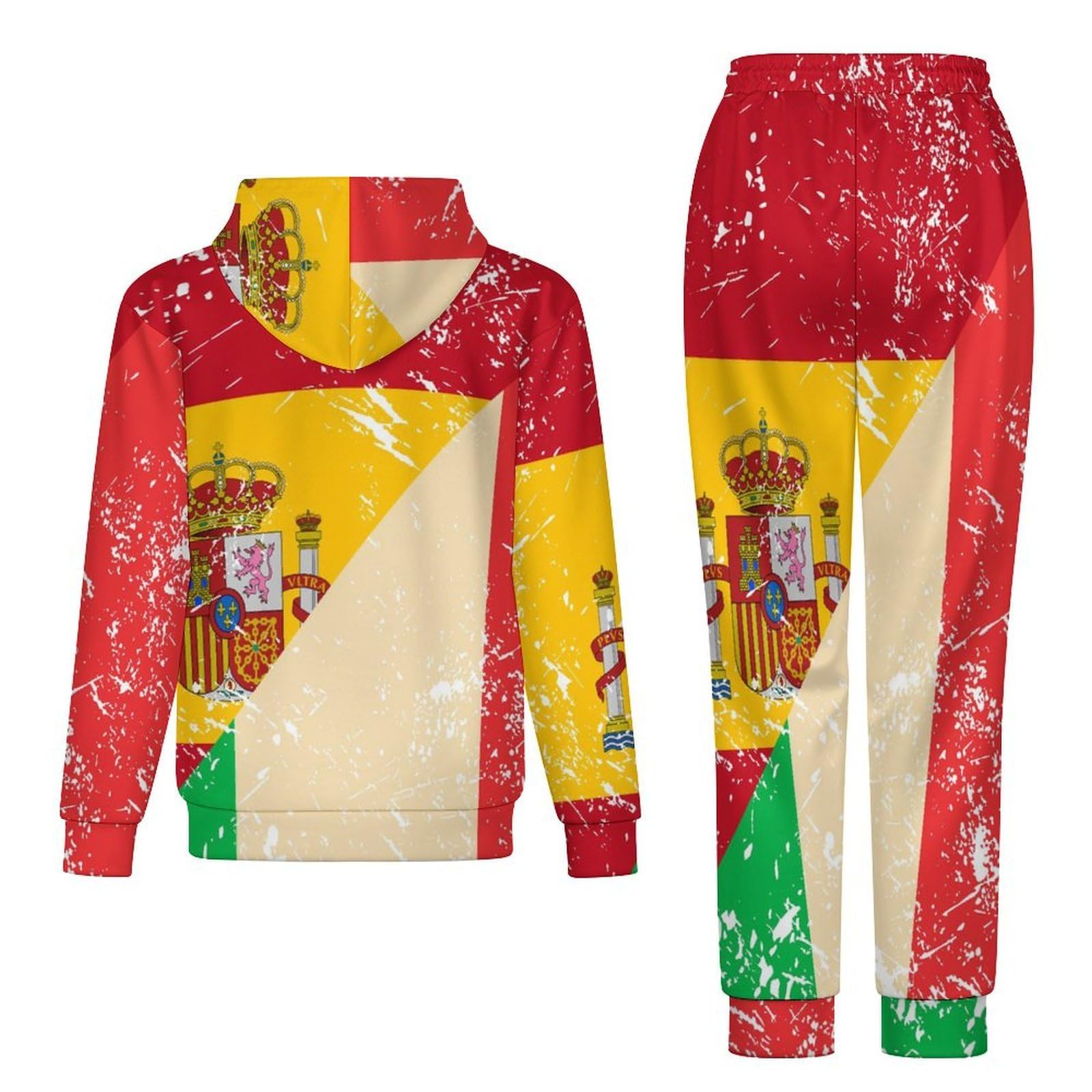 Italia e Spagna Vintage Flag Tute per gli Uomini Manica Lunga Felpa Con Cappuccio E Pantaloni Della Tuta Joggers Set Moda Tute