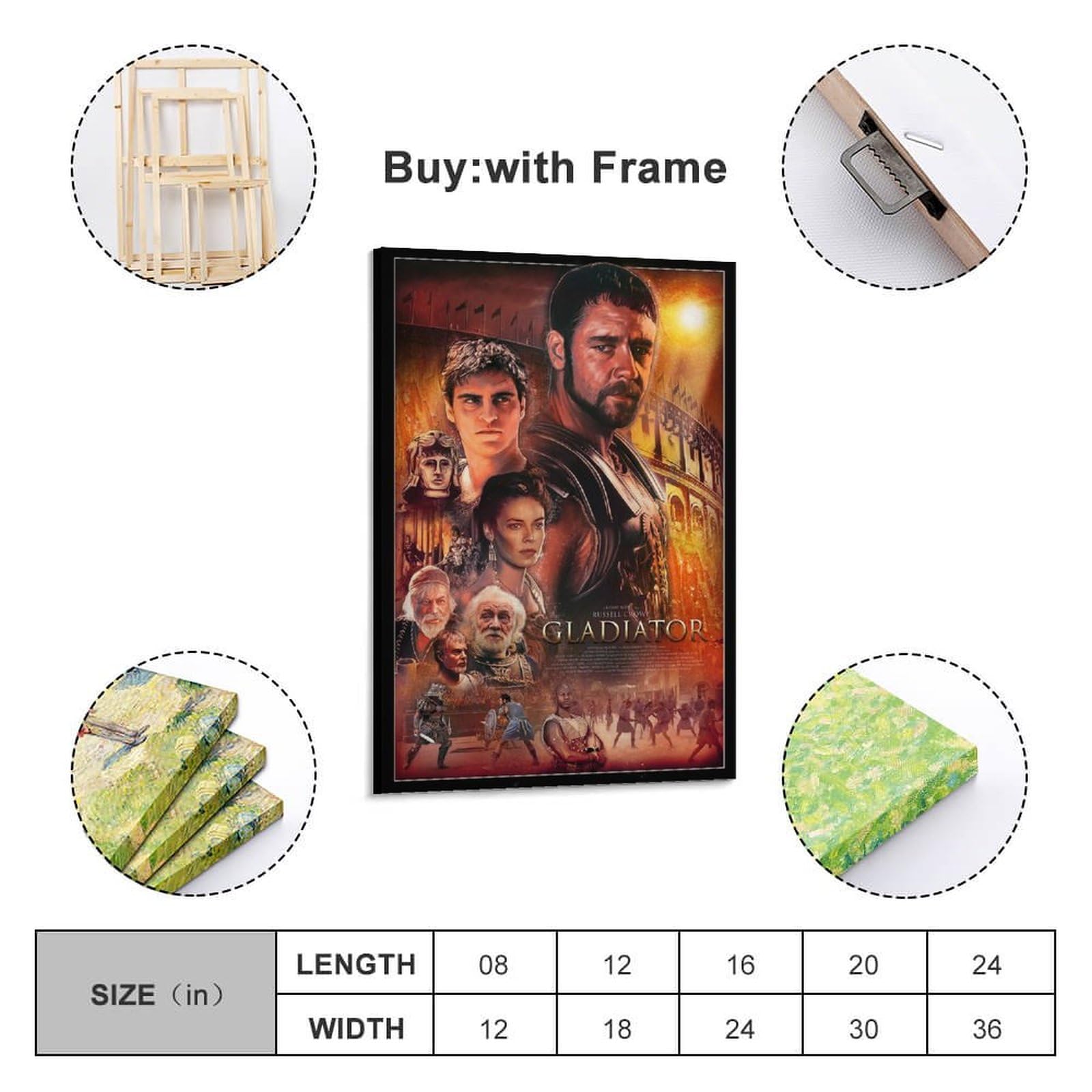 GHIBYN Gladiator Filmposter 20x30cm - Leinwand Druck Wanddekoration Für Wohnzimmer