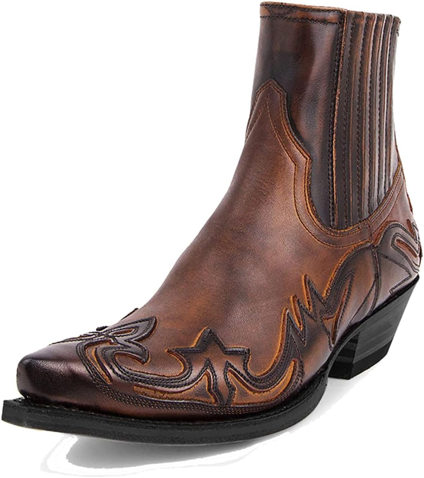 Genérico Hombres Botas de Cowboy Classic Embroidered Botas a Media Pantorrilla Retro Botines,41,Brown