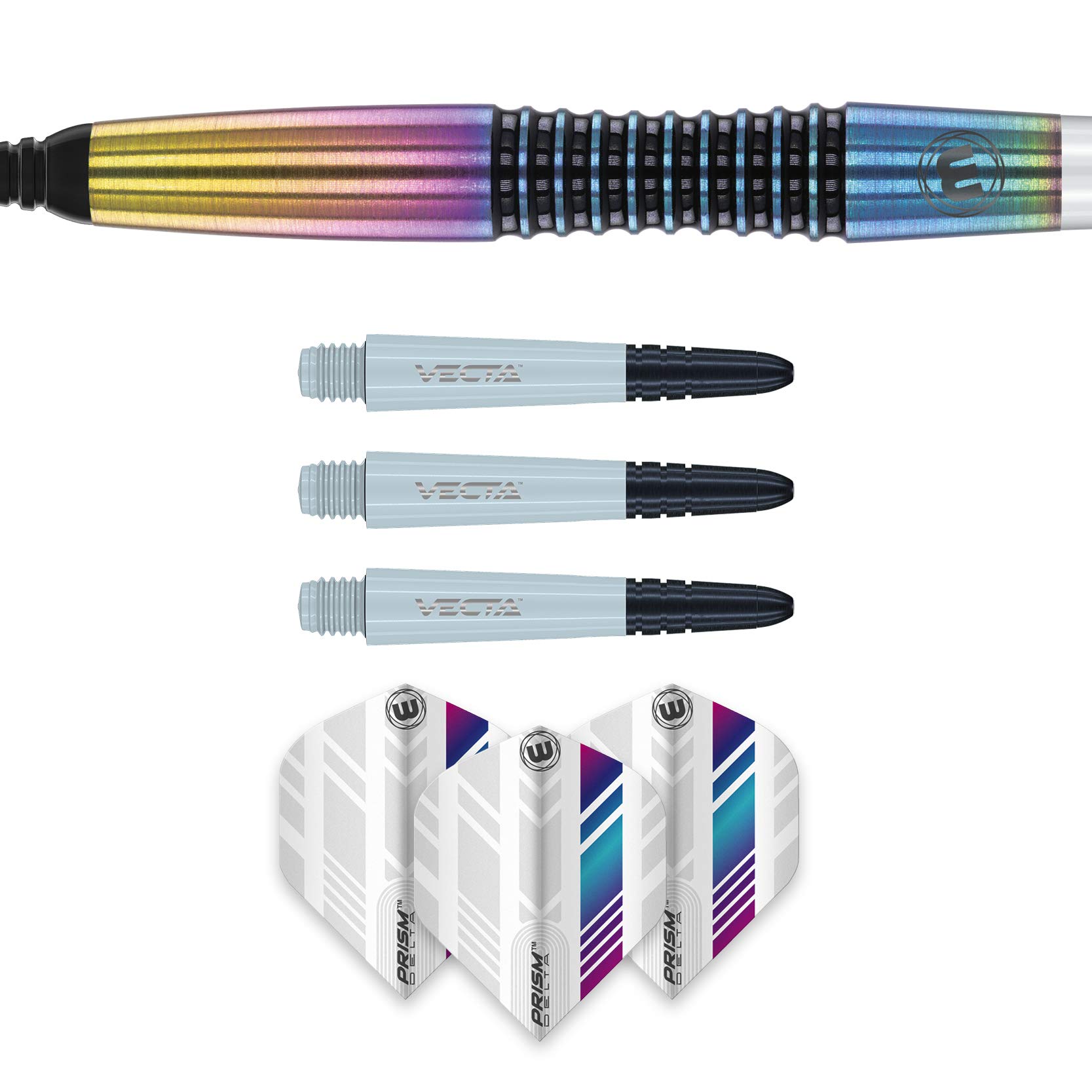 WINMAU Elektra 18 Gramo Dardos de tungsteno Softip con Prism vuelos y Vecta Ejes (Tallos de dardo)