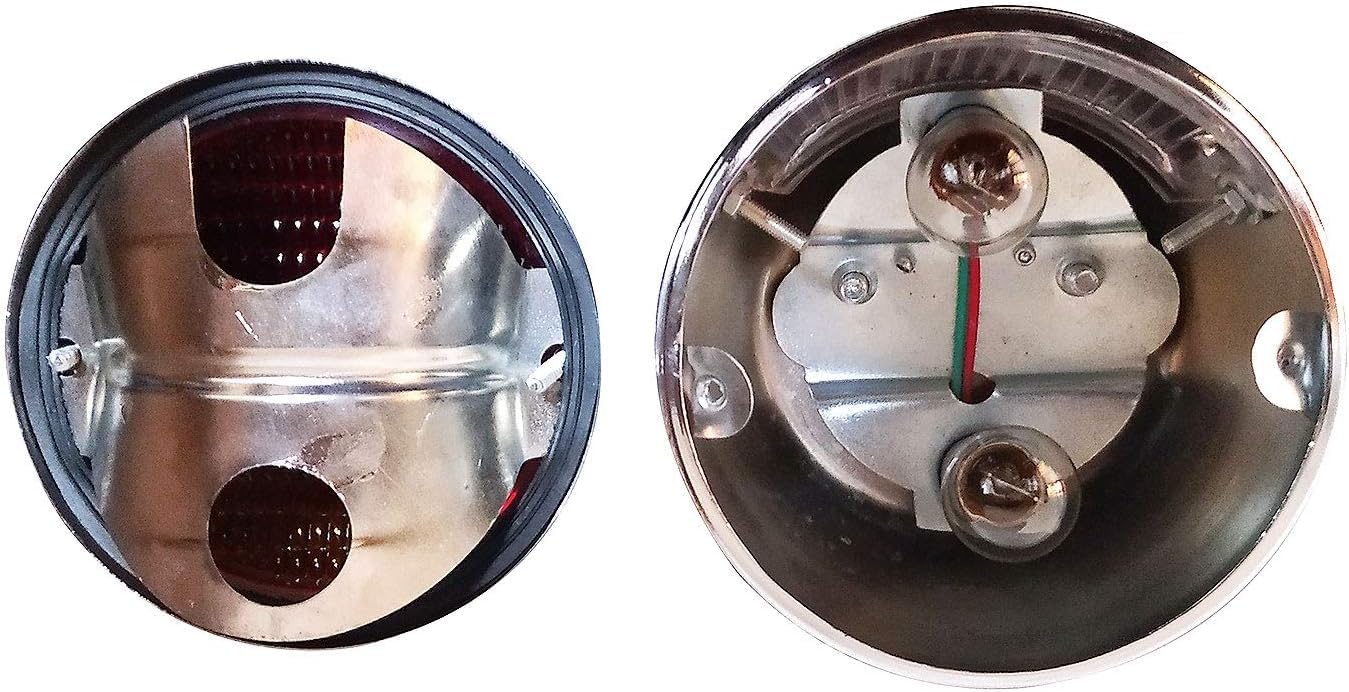 2X Vintage Duolamp Tail Light Black 12V Rear Stop & License Plate Real Light Assemblies Red Lens Black ring Universal for Ford Model A Rat Harley 1950 Dodge truck Classic Custom Cars Trucks Lights