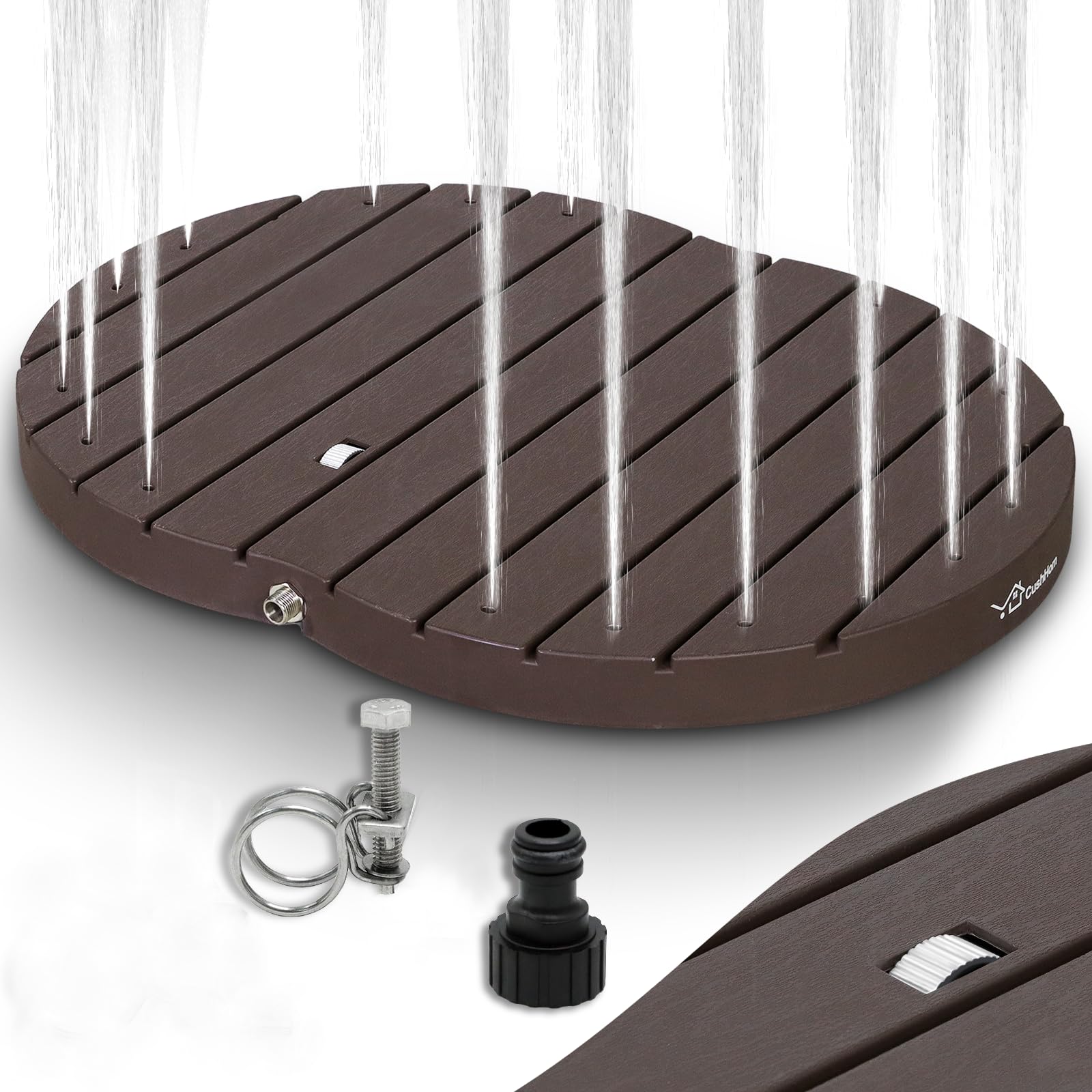 CCLIFE Gartendusche Bodendusche Outdoor Außendusche Braun | Dusche Mit Fußrad,Material PP,Fontäne bis zu 4 m,Garten