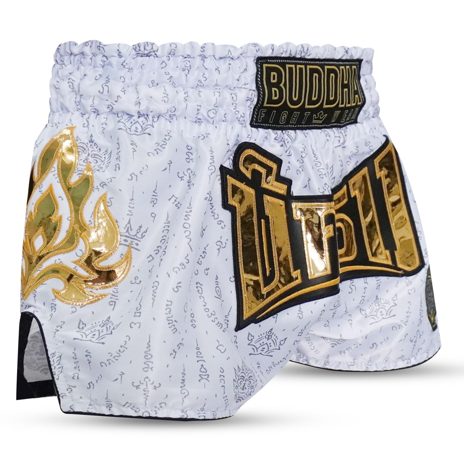 Buddha Fight Wear Pantalon Muay Thai et Kick Boxing Kanok - Short professionnel en satin premium, design multicolore, léger et résistant.