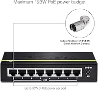 Vista 4 de TRENDnet Switch Gigabit PoE+ de 8 puertos, TPE-TG80G, 8 puertos Gigabit PoE+, presupuesto de alimentación PoE de 123 W, 16 Gbps, divisor Ethernet