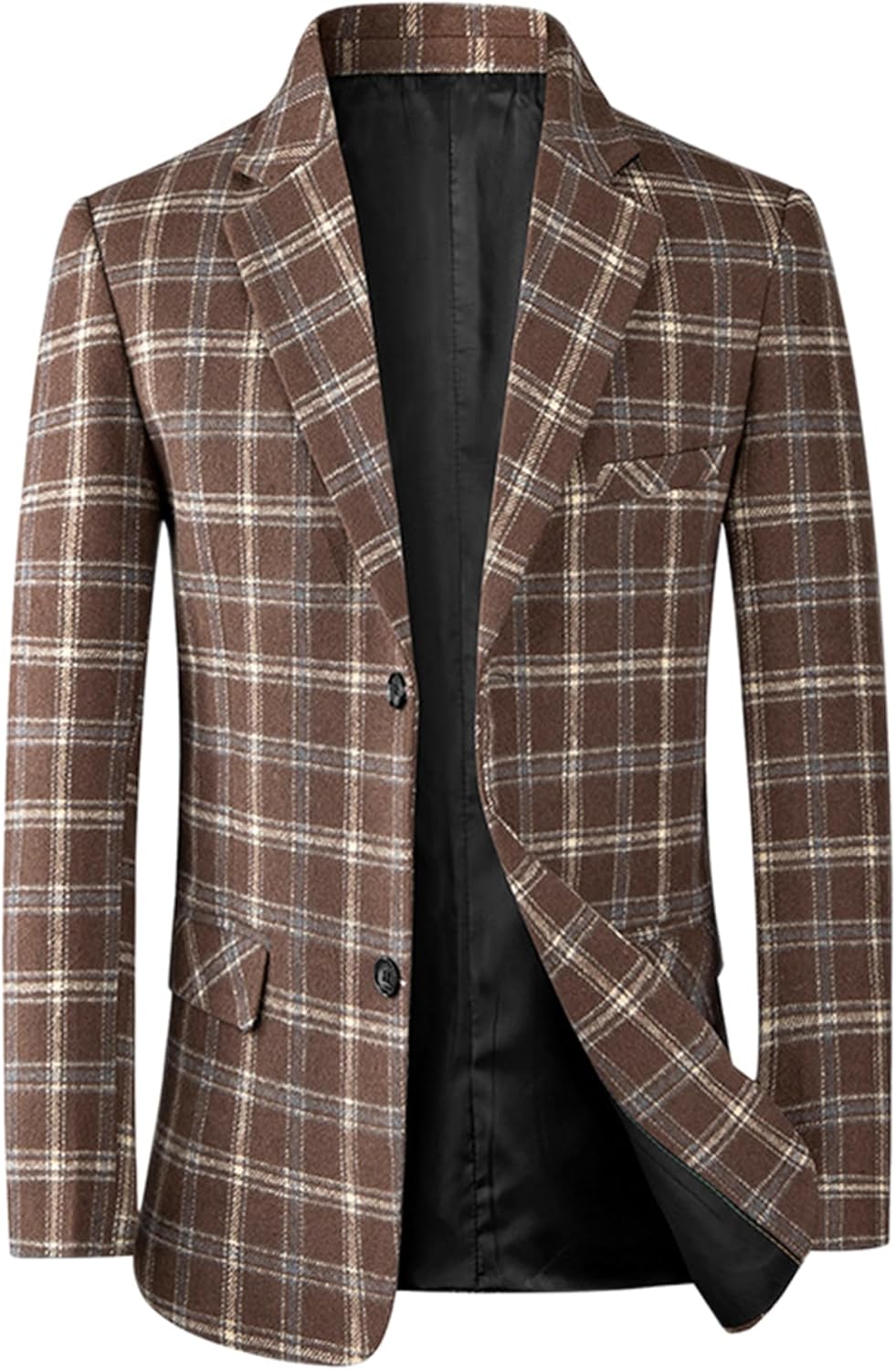Lars Amadeus Plaid Blazers for Men's Color Block Business Checked Patterned Sports Coat