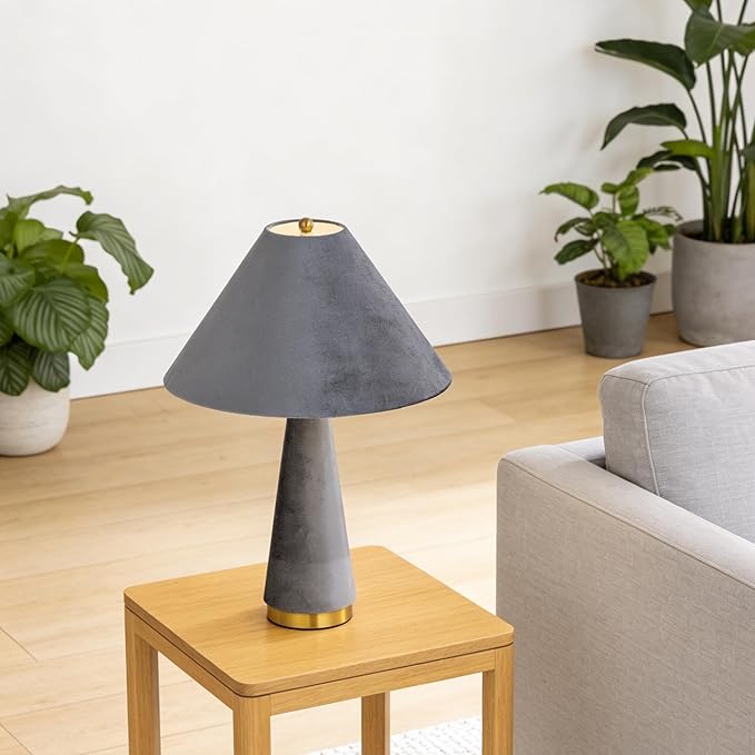 Lámpara de Mesa TOCHIC Moderna con Pantalla de Terciopelo Gris miniatura 2