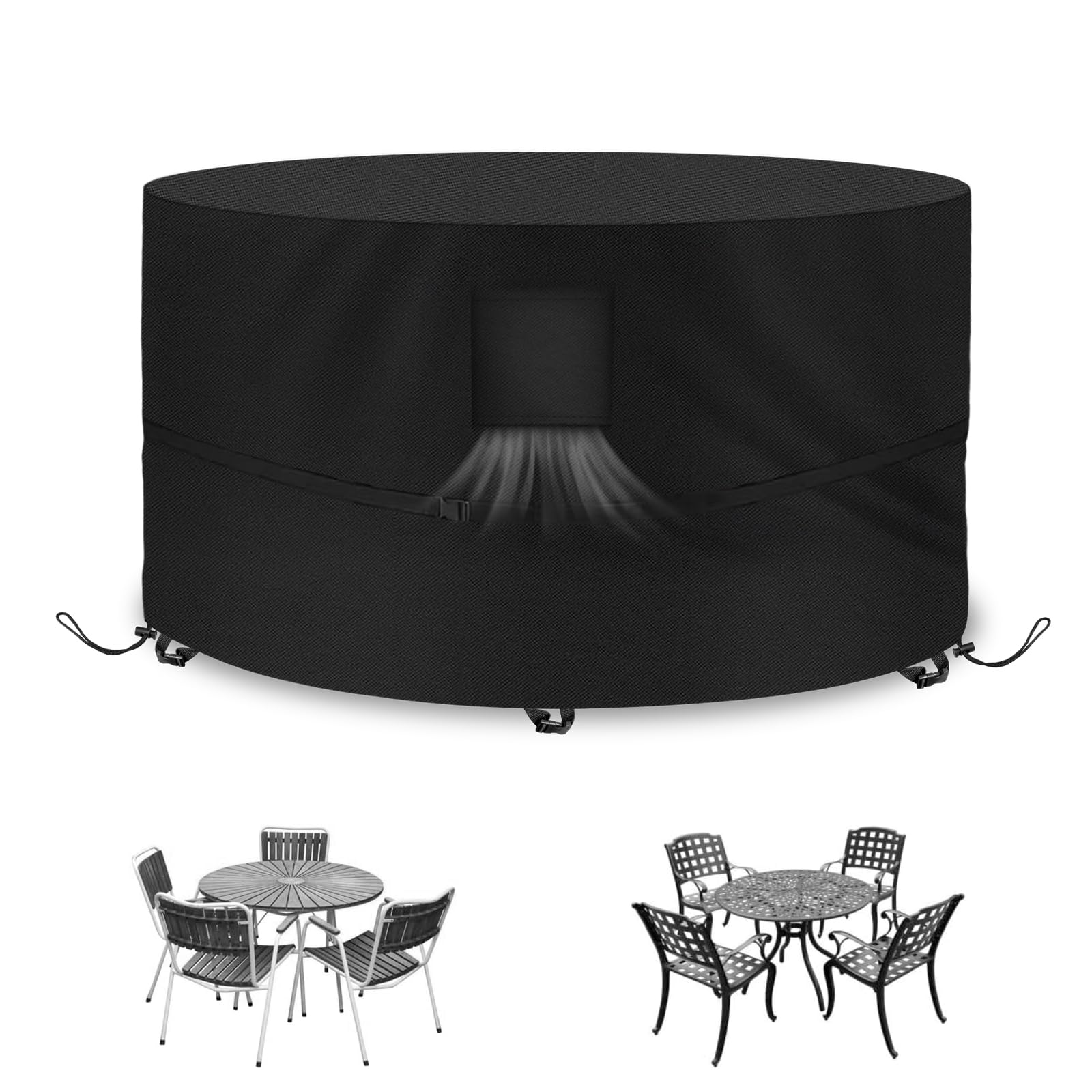 Kovshuiwe Tuinmeubelhoezen, 242 x 162 x 100 cm terrasmeubelhoes waterdicht, tafelhoezen 420D zwaar belastbare Oxford-stof rotan meubelhoes winddicht anti-UV voor terras, buiten (zwart