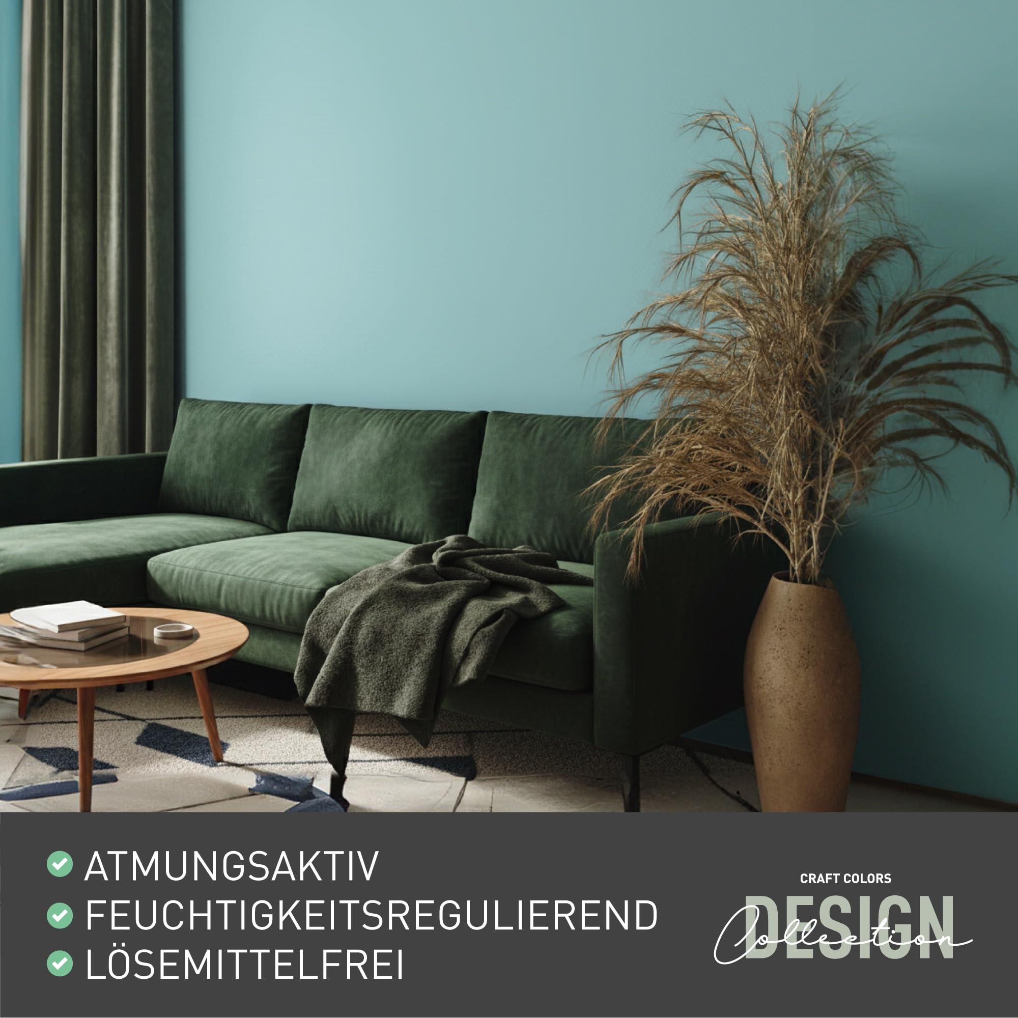 Craft Colors® 5L hochwertige Wandfarbe edelmatt, Kreidefarbe made in Germany, DESIGN Collection No. 502 Prinzenblau/Babyblau