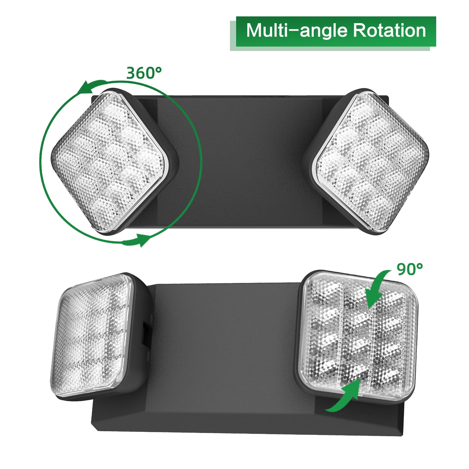 LED Emergency Lights With Battery Backup, Two Head Adjustable