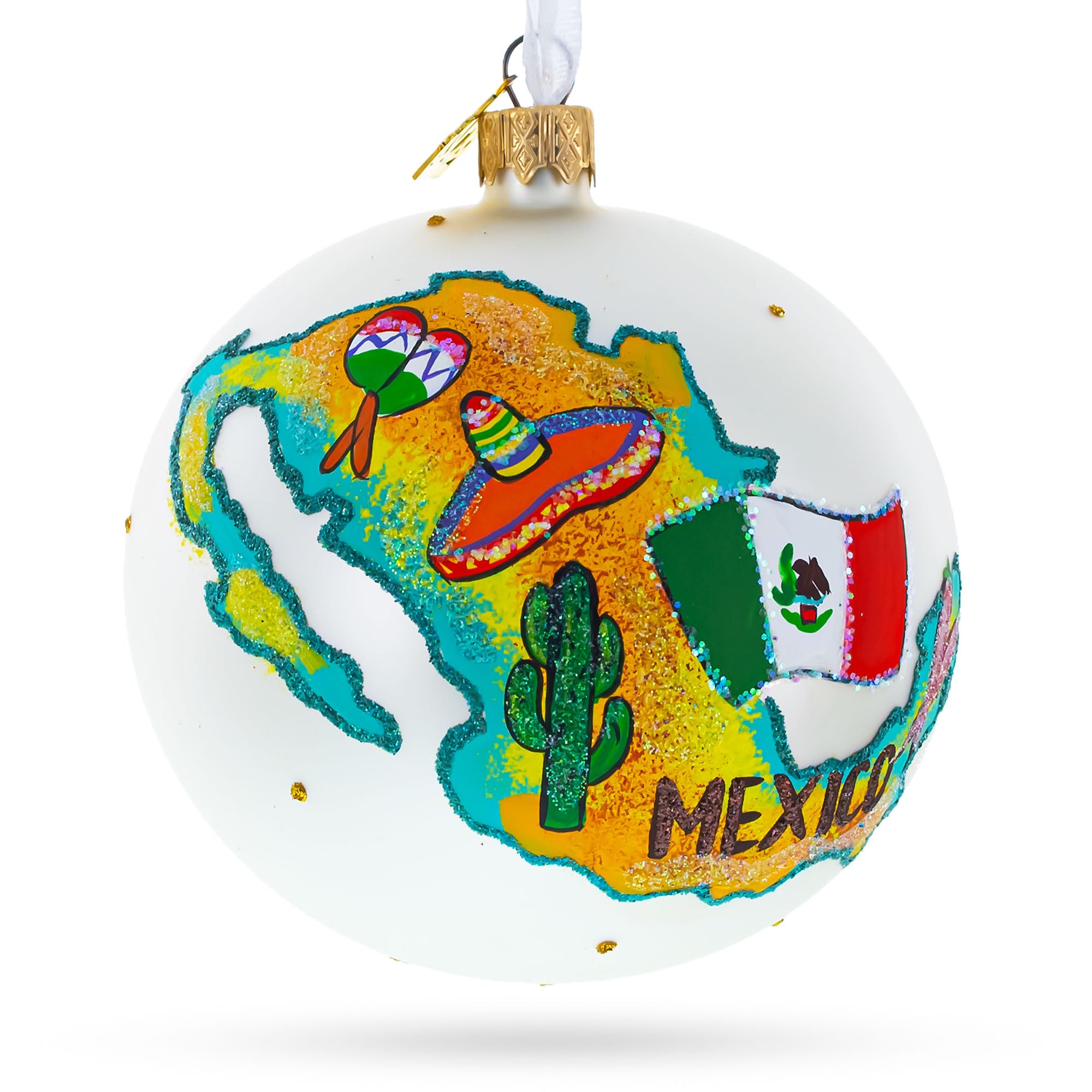 Boule de Noël Voyage au Mexique en verre soufflé traditionnel