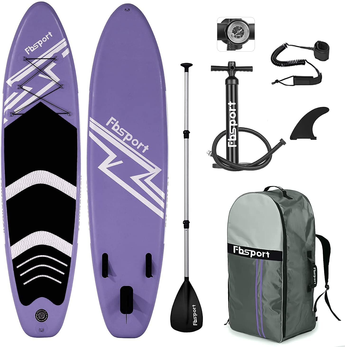 FBSPORT 10'6'' Premium Inflatable Stand Up Paddle Board, Yoga Board with Durable SUP Accessories & Carry Bag | Wide Stance, Surf Control, Non-Slip Deck, Leash, Paddle and Pump for Youth & Adult