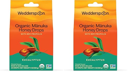 Miniatura 8 de Wedderspoon Gotas de miel orgánica de Mānuka, cereza, propóleo de abeja y equinácea, 20 unidades, USDA orgánico, miel genuina de Nueva Zelanda