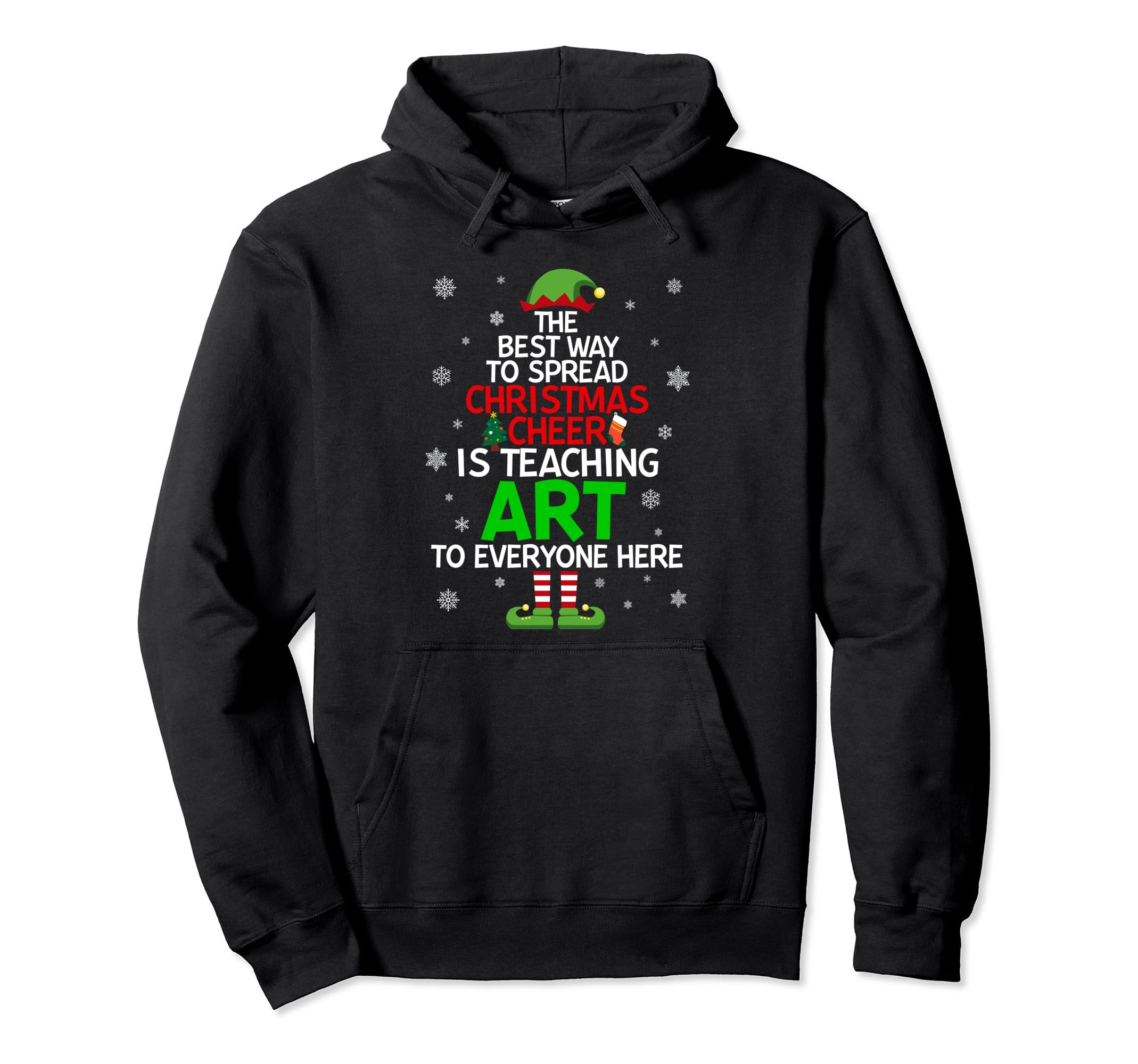 Art Teacher Funny Elf Christmas Cheer Gifts Pullover Hoodie