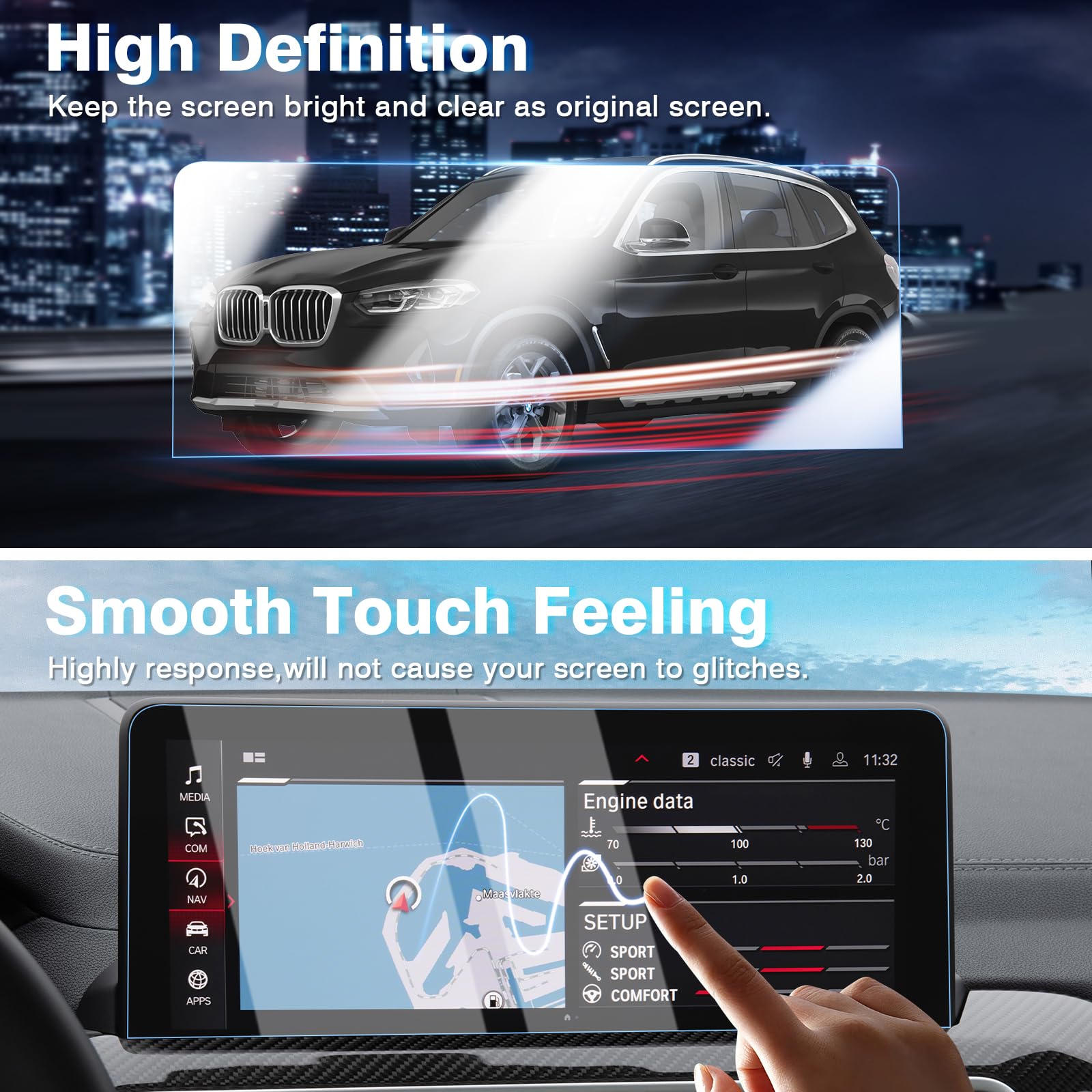 Karltys 2 Pack Displayschutzfolie für 2022-2025 BMW X3 X4 Zubehör 12,3 Zoll Touchscreen, 9H Panzerglas Displayschutzfolie für BMW X3, Anti-Glare Anti Fingerabdruck Autoradio Screen Cover