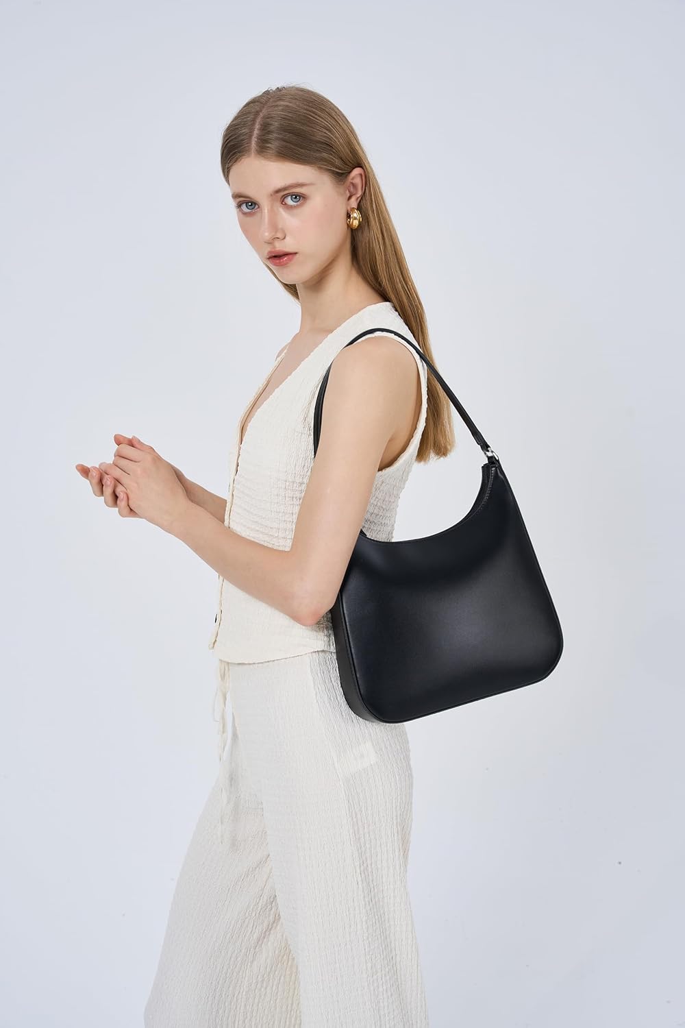 Trendy Purses for Women 2025 Designer Shoulder Bag Medium Crescent Bag Faux Leather Shoulder Purse - Image 2