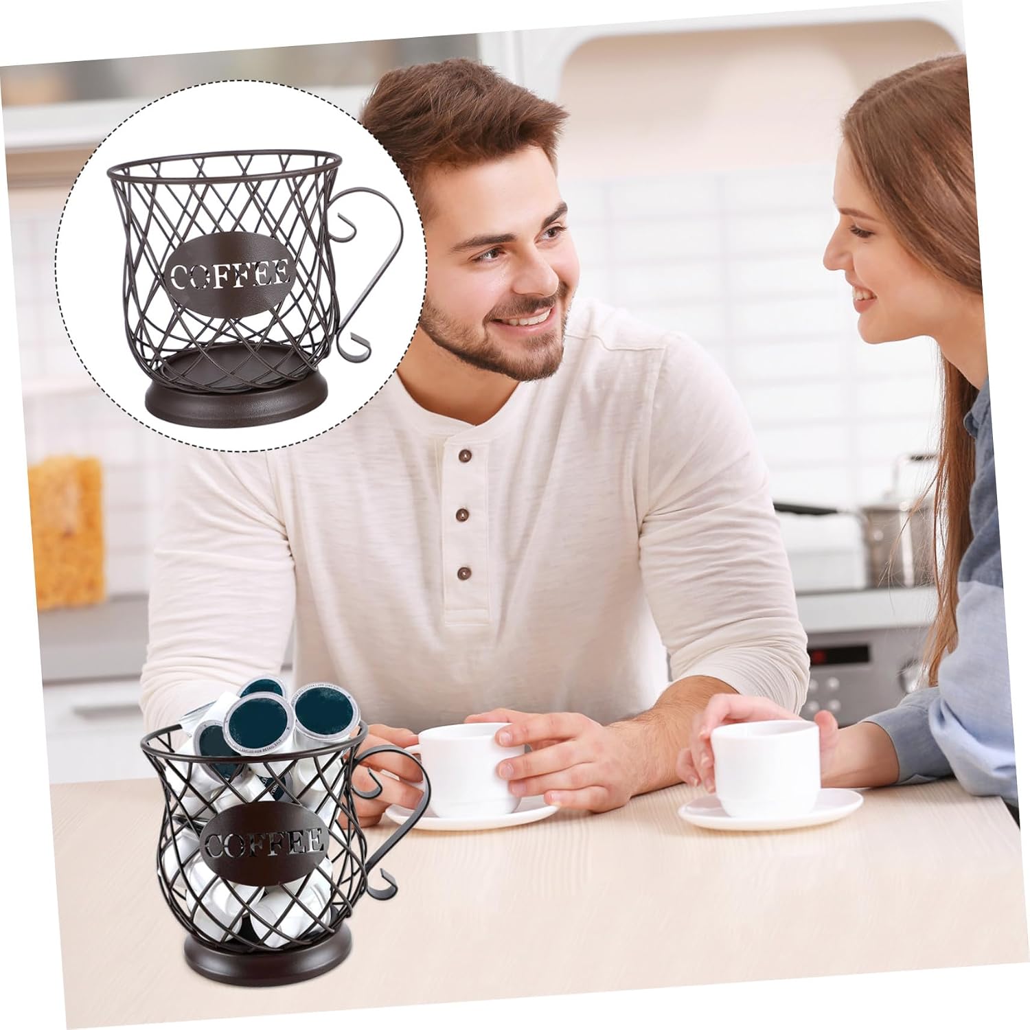 Metal Coffee Holder Simple European Style Coffee Capsule Organizer Storage Basket for Home and Office Counter