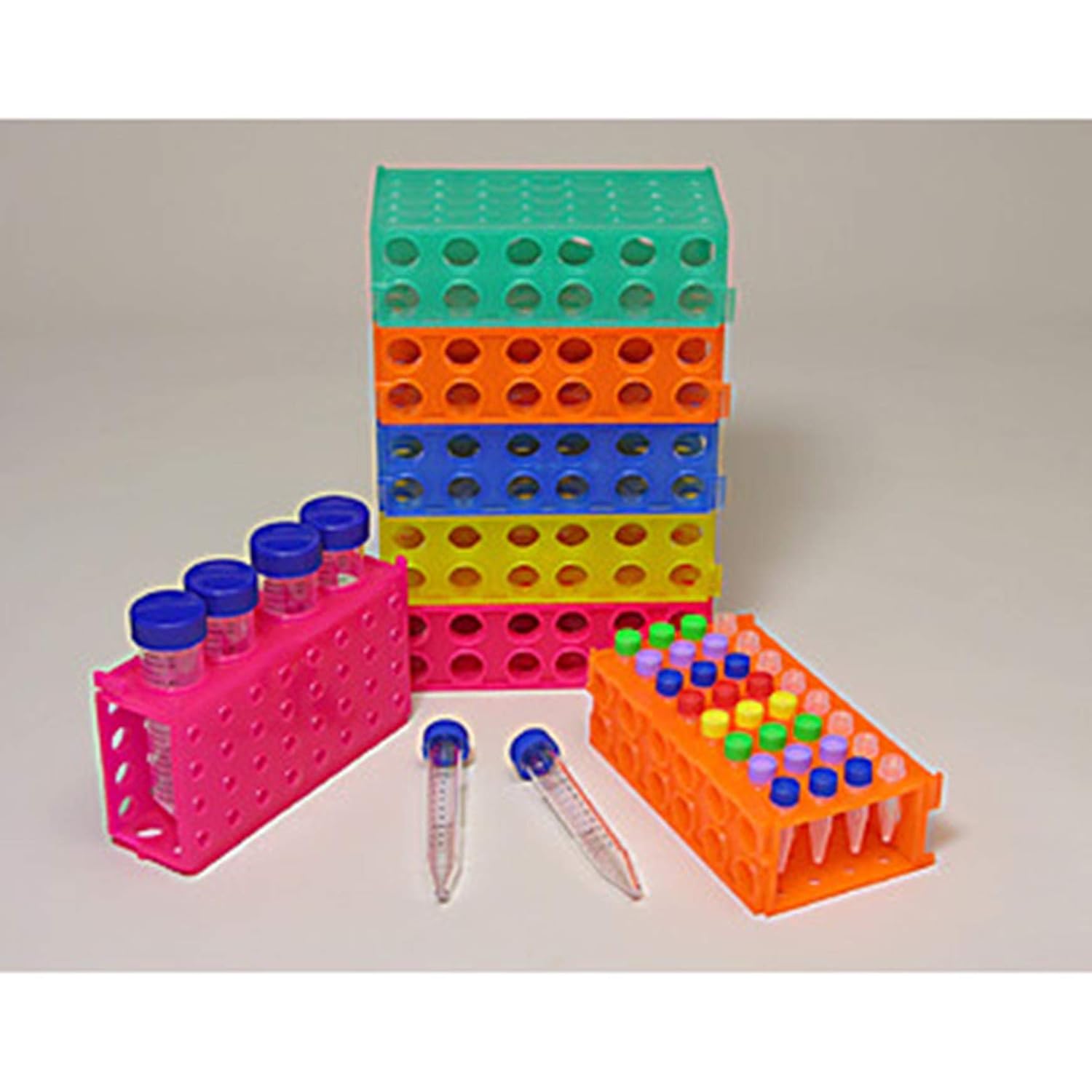 MTC Bio R1050 Tube Rack for 96 x 1.5/0.5ml, Reversible, Orange, Pack of 5