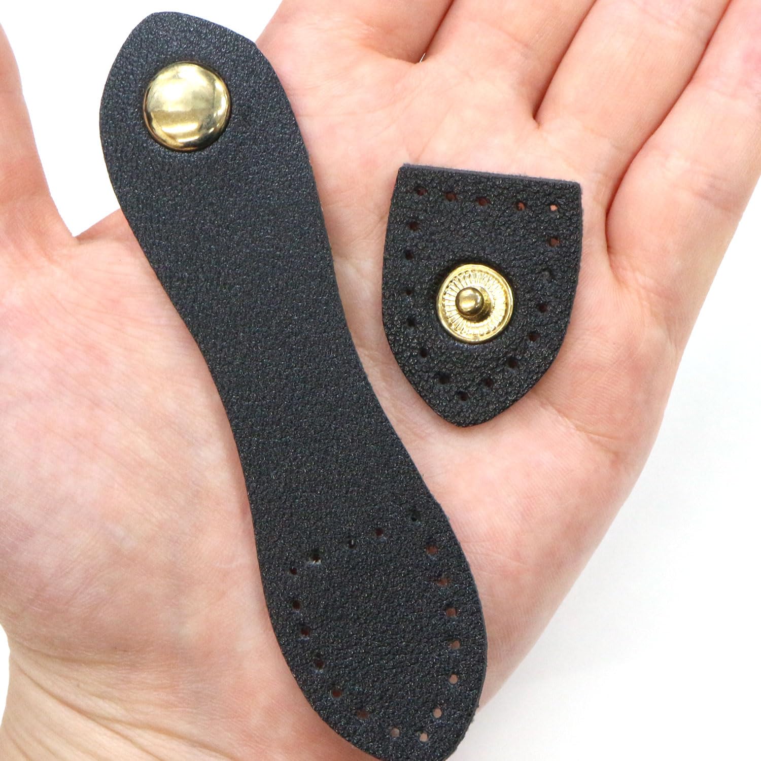 Amazon.co.jp: スナップボタン PUレザー付き 【ブラック】 黒 ゴールド 