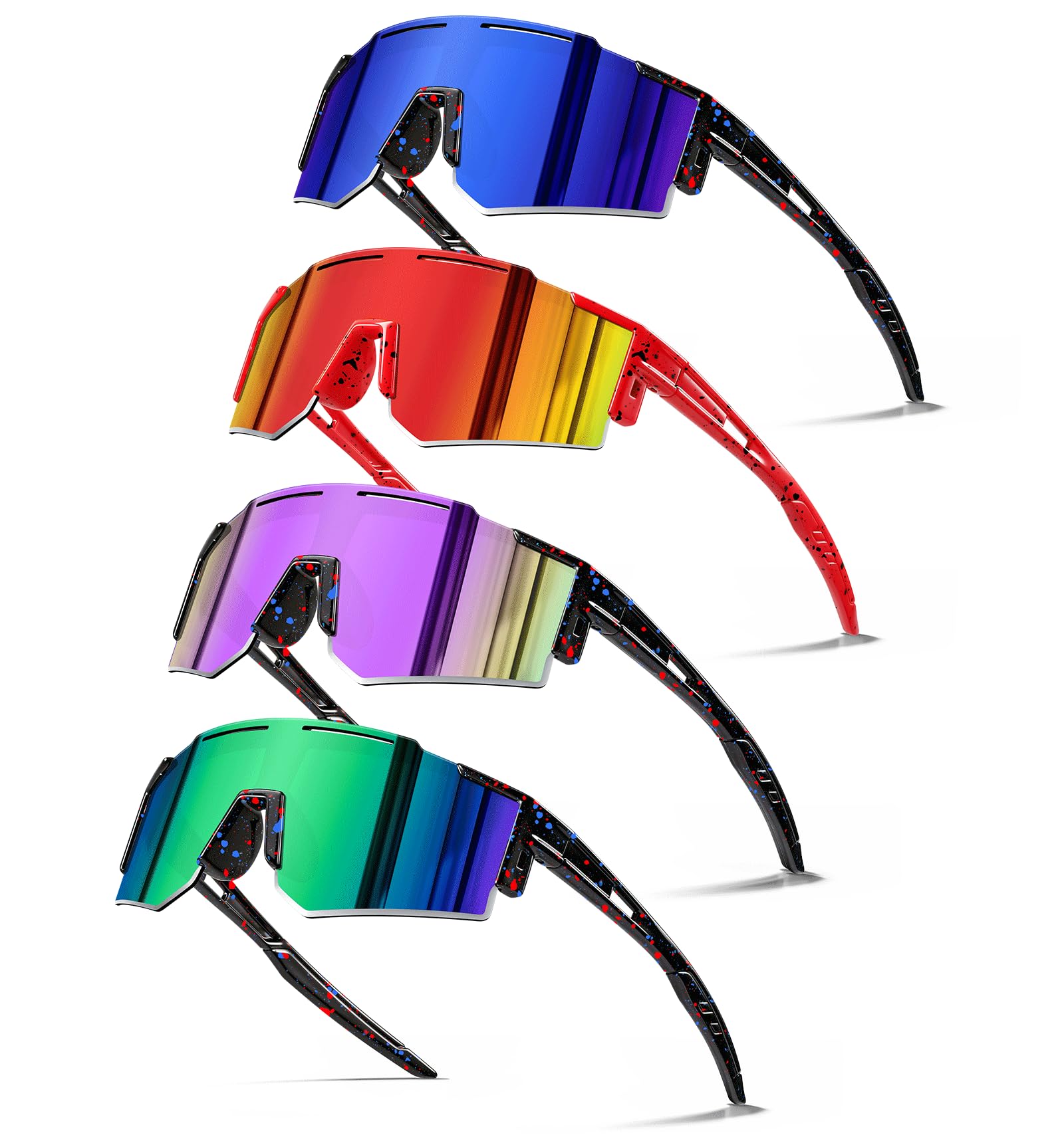DioKiw Paquete de 4 lentes de sol polarizados para niños, niñas, sóftbol, ciclismo, protección UV400