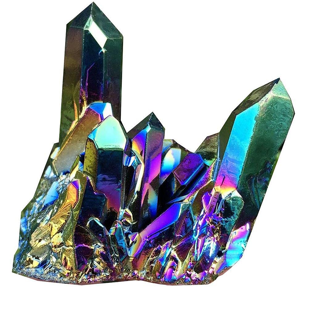 Racimo de Cuarzo de Cristal íris Natural, Piedra de Cristal íris Colorida Natural Racimo de Cristal de Roca Natural Geoda Muestra de Piedra Decoración del hogar