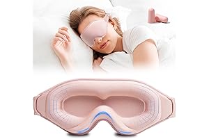 Fit For Side Sleepers: 3D Contoured Sleep Mask with Earplugs Blocks Light...