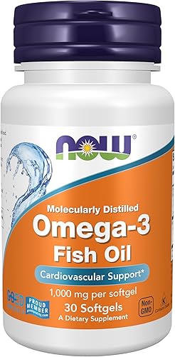 NOW Foods Suplementos, Omega-3 180 EPA / 120 DHA, Destilado molecularmente, Apoyo cardiovascular*, 30 cápsulas blandas