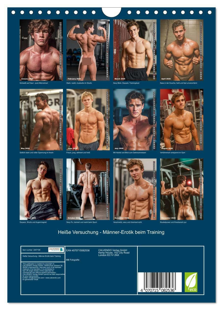 Hot temptation - male eroticism during training UK-Version (Wall Calendar 2026 DIN A4 Portrait), CALVENDO 12 Month Wall Calendar