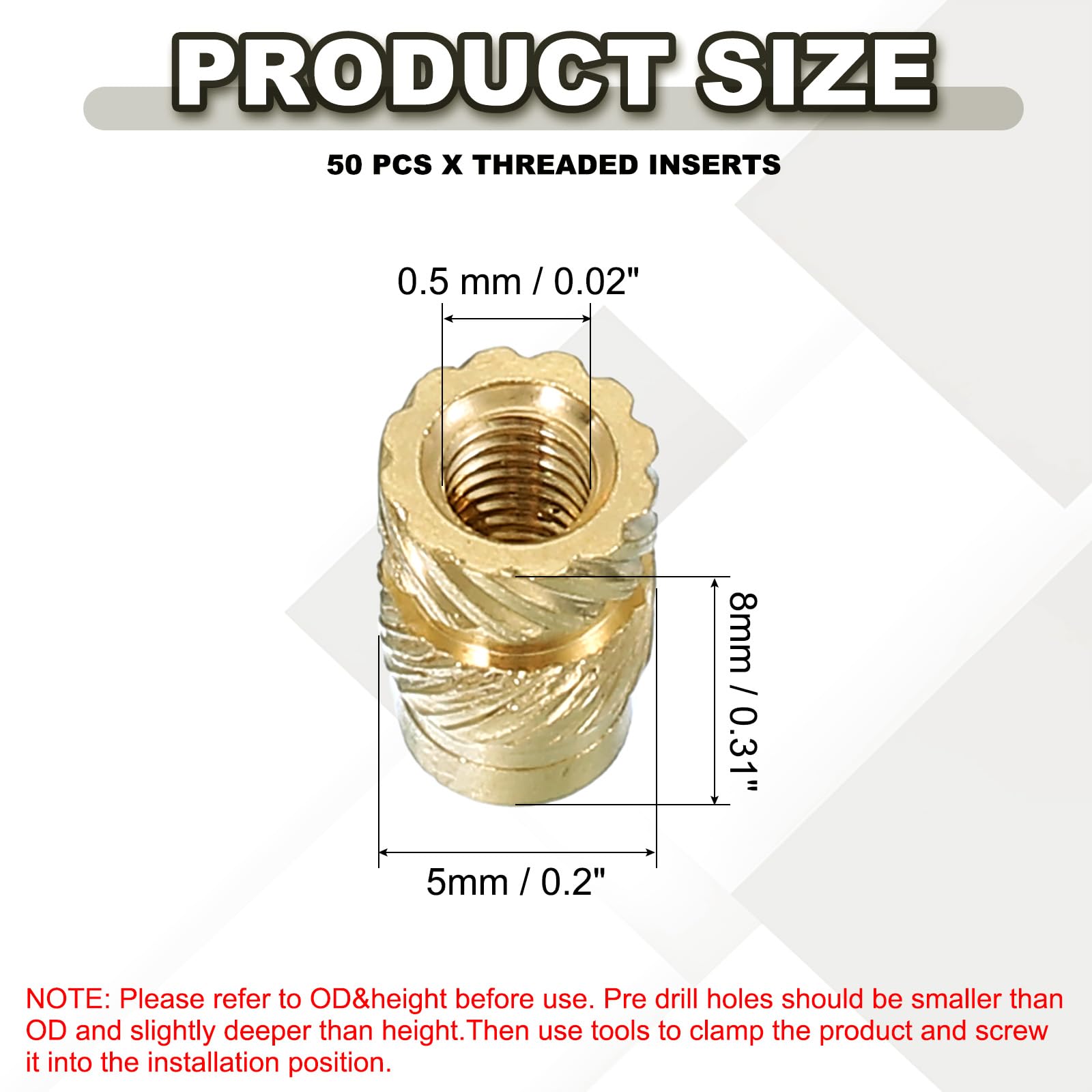 PATIKIL M3 Threaded Inserts M3x8x5mm - Image 2