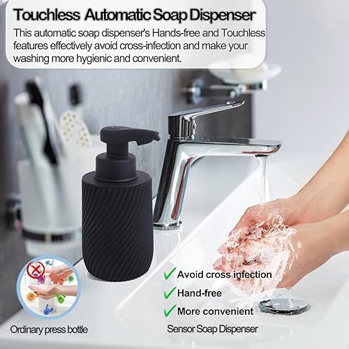 Miniatura 6 de Dispensador automático de jabón espumoso para baño, dispensador de jabón para platos sin contacto para fregadero de cocina, dispensador de