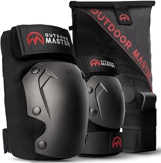 OutdoorMaster Skateboard Knee Pads Elbow Pads Wrist Guards for Adult Youth | 3 in 1 skateboarding protective gear set, ABS shell+EVA foam, Adjustable elastic straps, for Inline & Roller Skating/Scooter