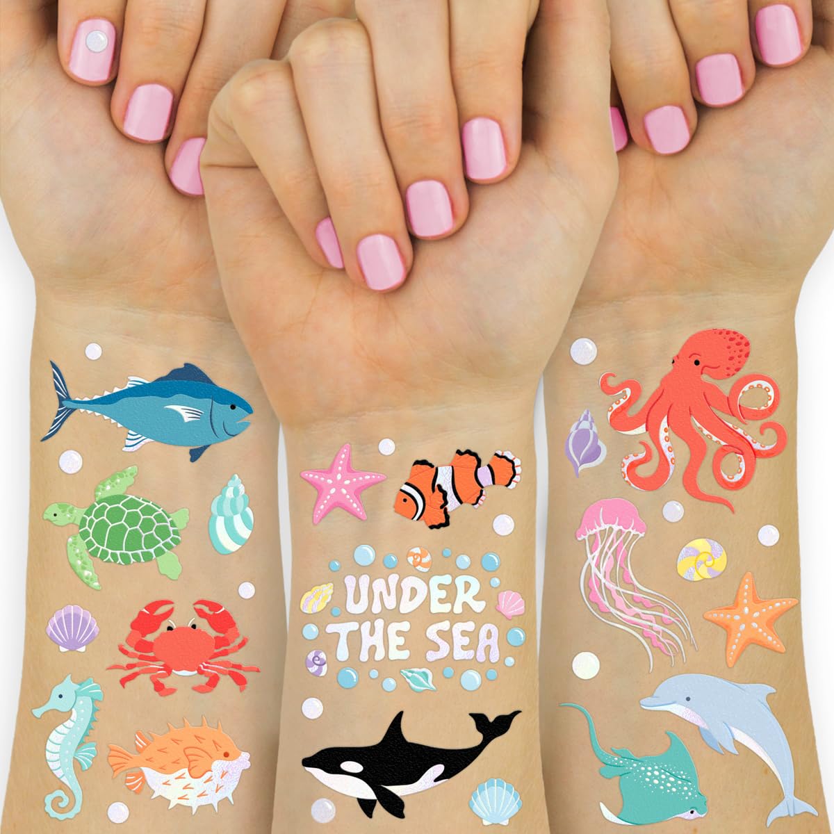 Photo 1 of xo, Fetti 64pc Sea Creature Temporary Tattoos