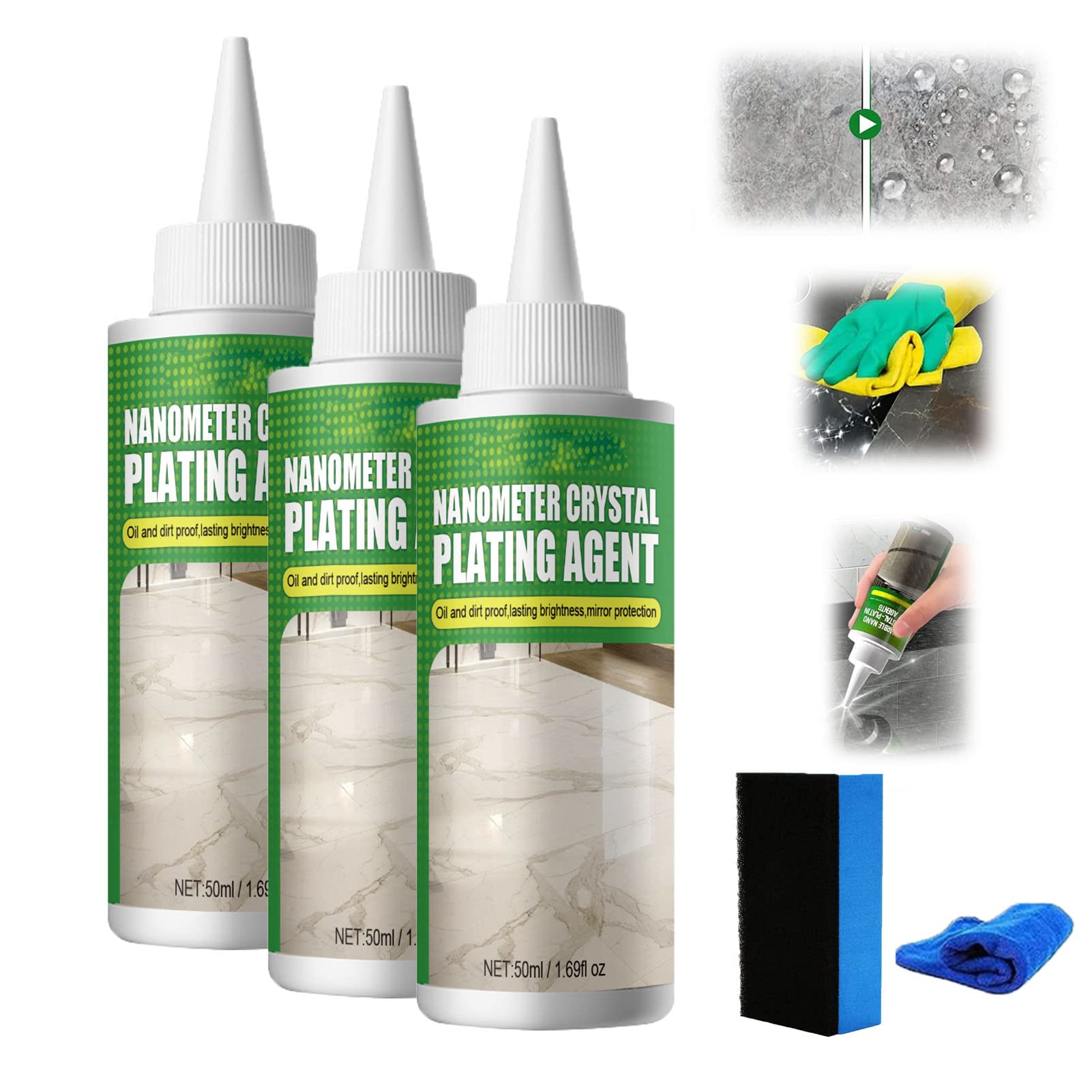 Stone Nano Crystal-plating Agent, Nano Crystal Plating Agent, Coating Of Stone Nano Crystals, Marble Nano Crystal-plating Agent For Kitchen (50ml, 3pcs)