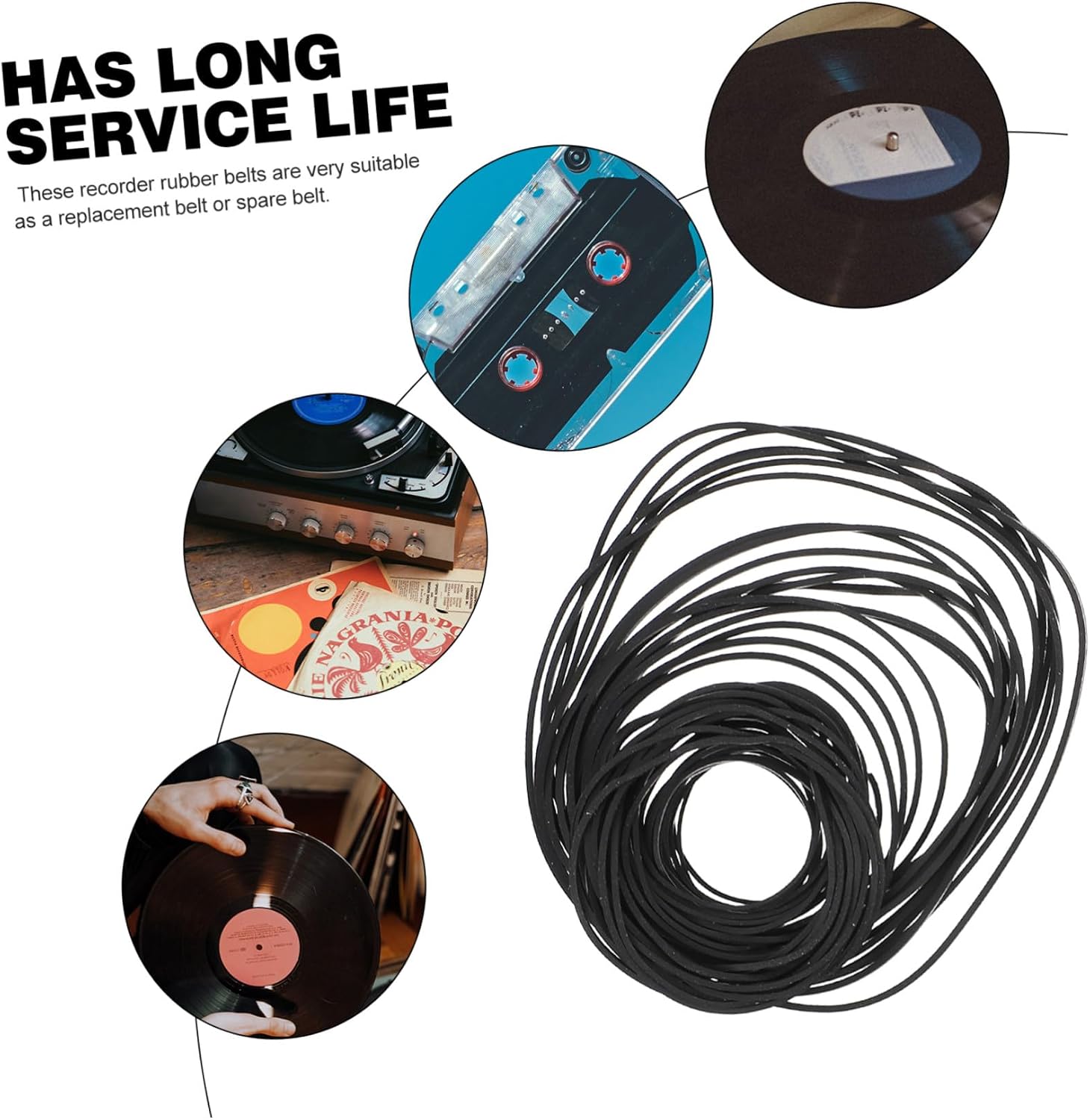 4packs Cassette Recorder Rubber Belts Repair Belt for Devices Flexible and Wear-Resistant for Maintenance of Tape Machines and Recorders