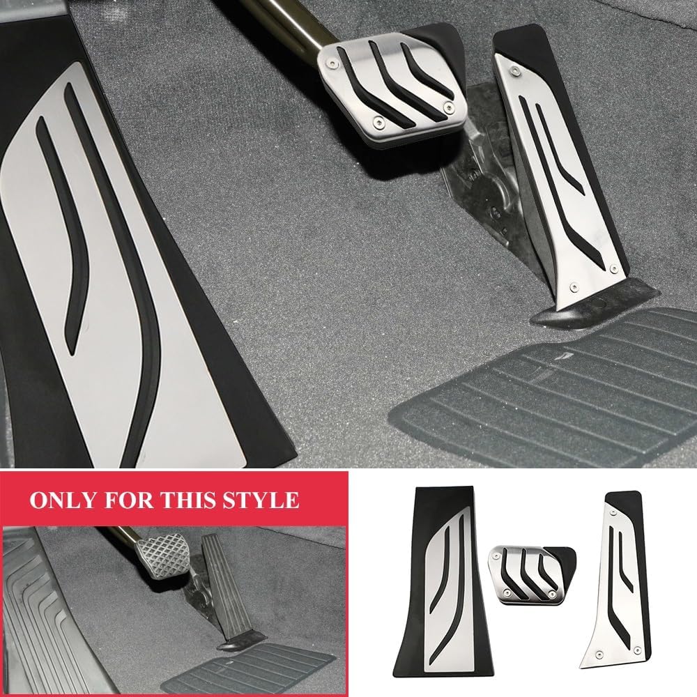 LHD Car Pedals Cover Gas Brake Footrest Pedal Pad Compatible with BMW X5 X6 F15 F16 E70 E71 E72 2008-2020 Accessories(AT+Rest)