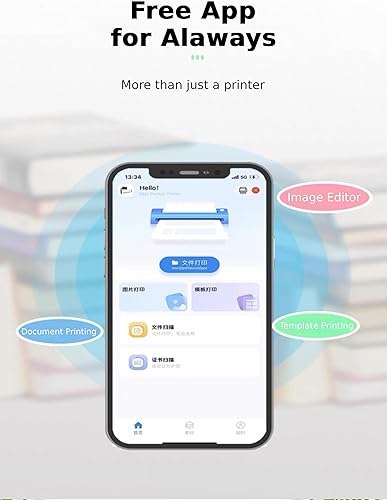 Miniatura 6 de Bewinner Mini impresora A4 - Bluetooth 5.2 200 ppp impresora térmica portátil sin tinta, máquina de impresión recargable USB con 7 tamaños de
