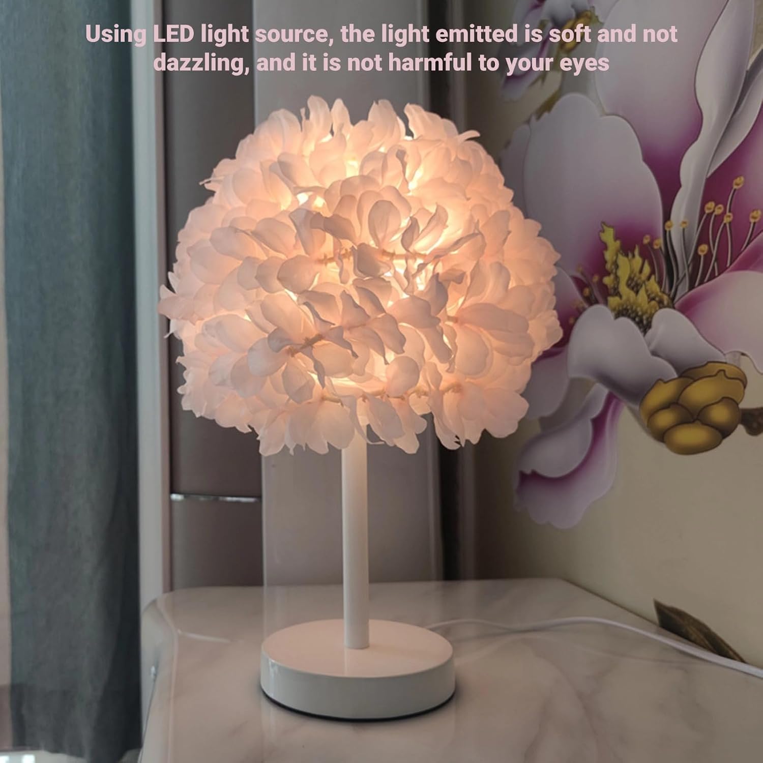 Pink Table Lamp for Bedroom, Light Pink Lamps for Girls, Bedside Lamp with Bulb, Desk Lamp for Nightstand, Living Room Decoration, Bedroom Lighting (Pink)
