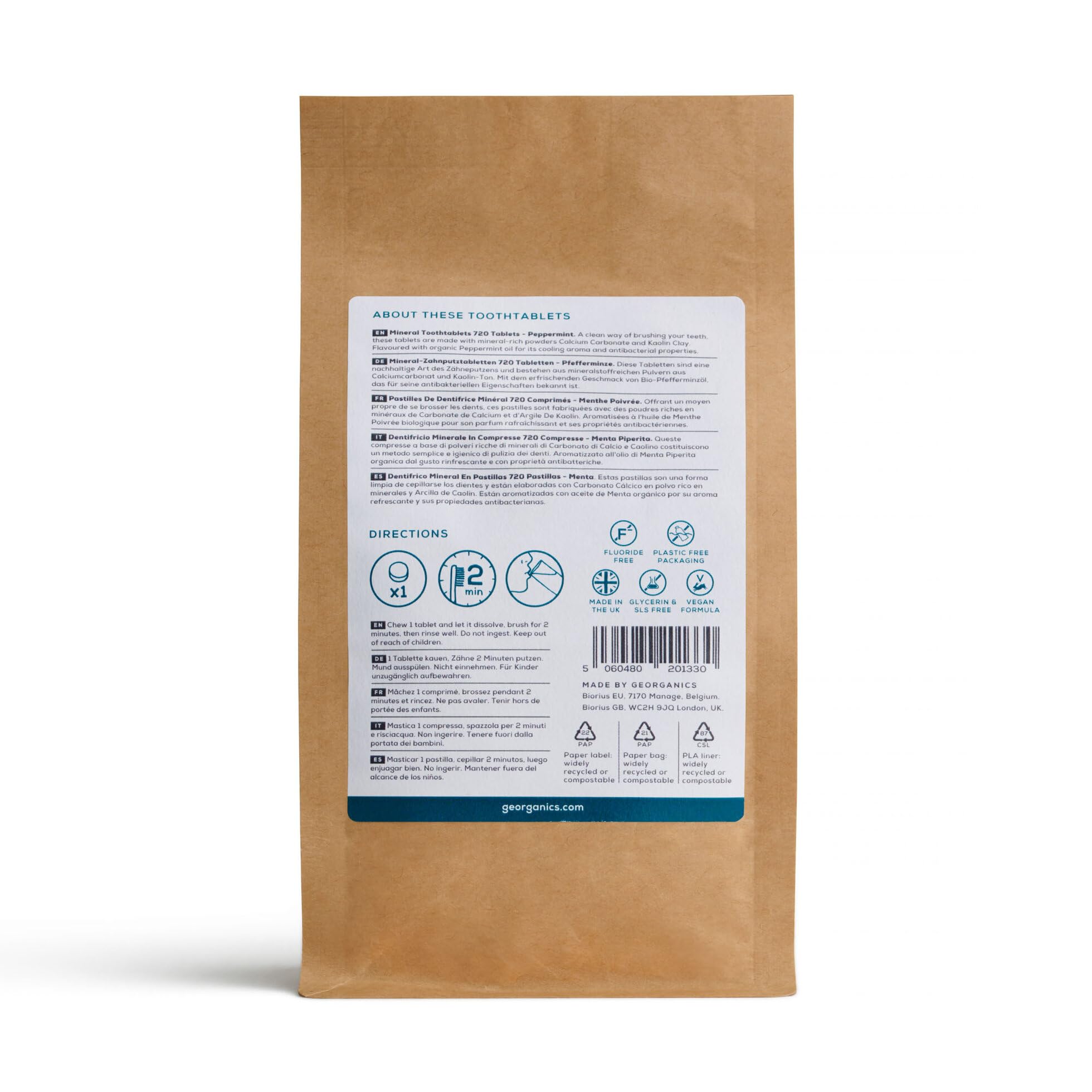 TABLETAS DE PASTA DENTAL MINERAL Menta 720uds