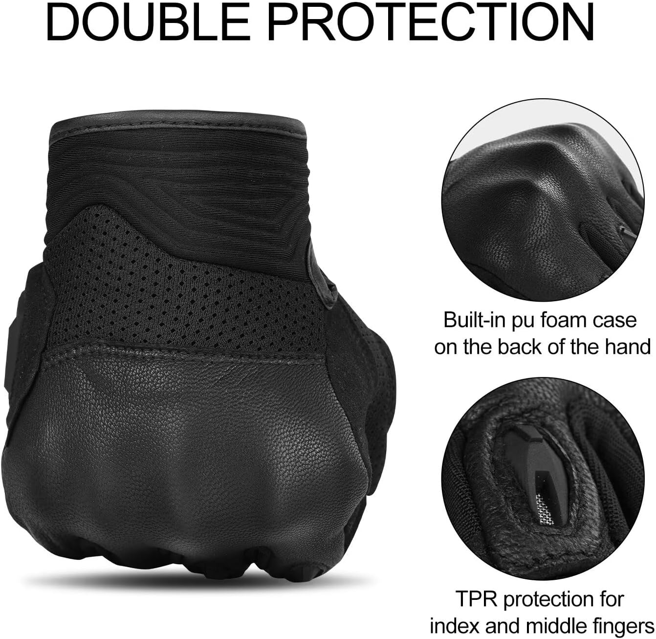 INBIKE Motorcycle Gloves for Men/Women, Leather Stitching Breathable Mesh, TPR Palm Sliders, Touchscreen Motorbike Gloves for ATV BMX MTB Riding - Image 4