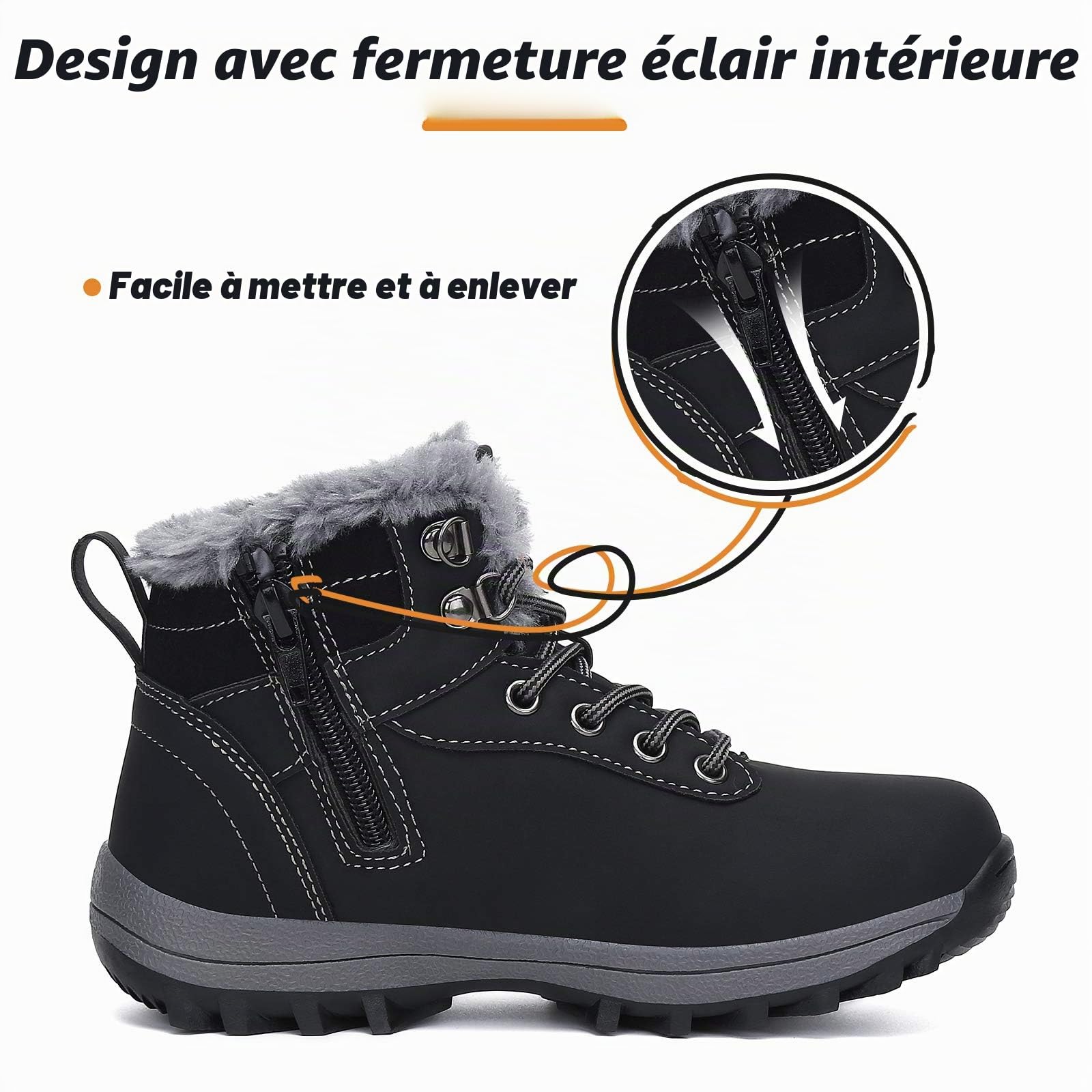 Mishansha Enfant Bottes d'hiver Doublure Chaude Gr.24-36 | Garçon, Fille, Antidérapante, Trekking, Confortables, Camping, Outdoor, Bottes de Neige