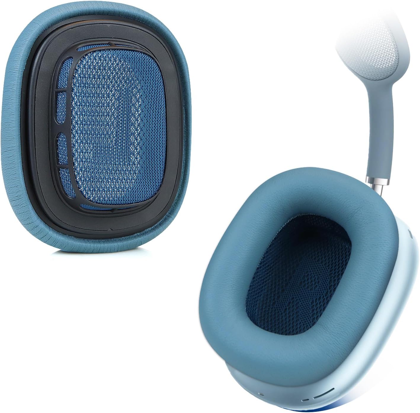 Lambskin Ear Cushions for Apple AirPods Max Headphones Replacement Earpads Sweat Proof Ear Cups Cushion Easy to Install with Magnet,Sheepskin and Memory Foam(Blue)