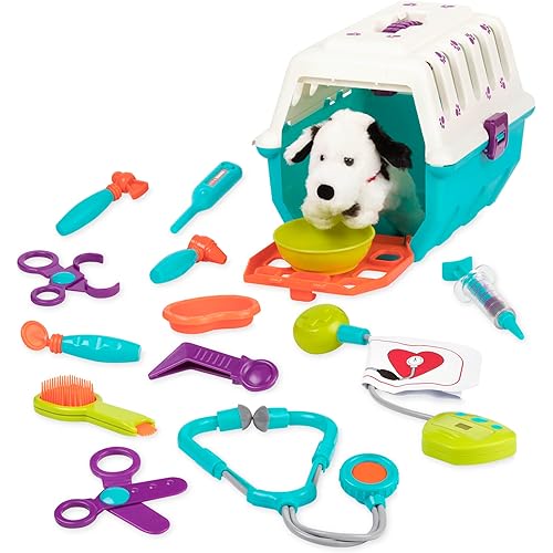 Battat – Veterinarian Toy Set with Plush Dalmatian Puppy & Carrier – Complete 15 Pieces Kids Pretend Play Medical Kit with Stethoscope & Tools – Educational ToddlerToys for Ages 2 – 4 Years