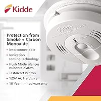 Vista 4 de Kidde Smoke & Carbon Monoxide Detector, Hardwired, Interconnect Combination Smoke & CO Alarm with Battery Backup, Voice Alert, Pack of 2