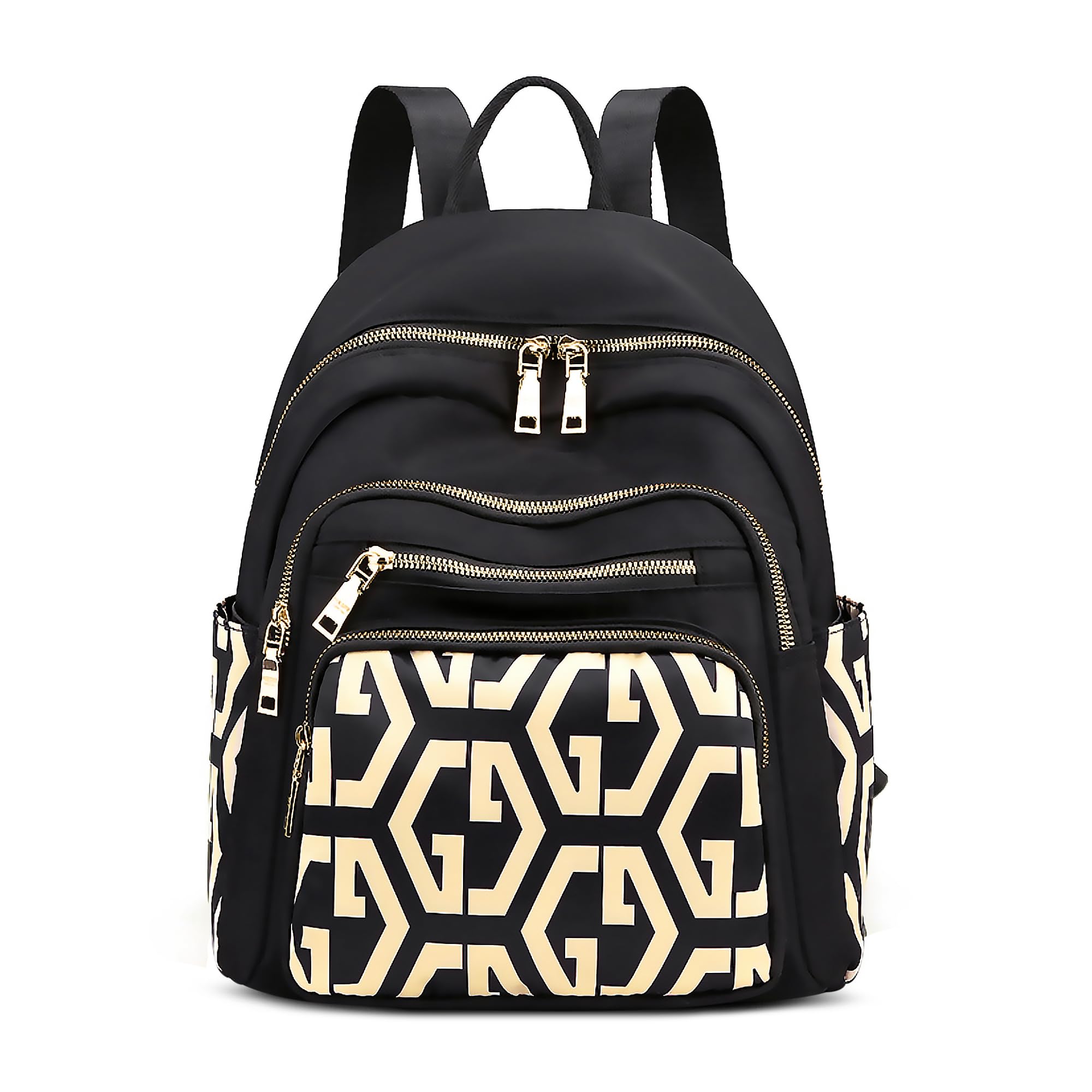 Rucksack Damen Elegant Umhängetaschen Wasserdichte Anti Diebstahl Tasche Casual Daypack Multifunktional Frauen Handtasche für Arbeit Reisen Uni Alltag Groß aus Polyester Beige Geometrisch