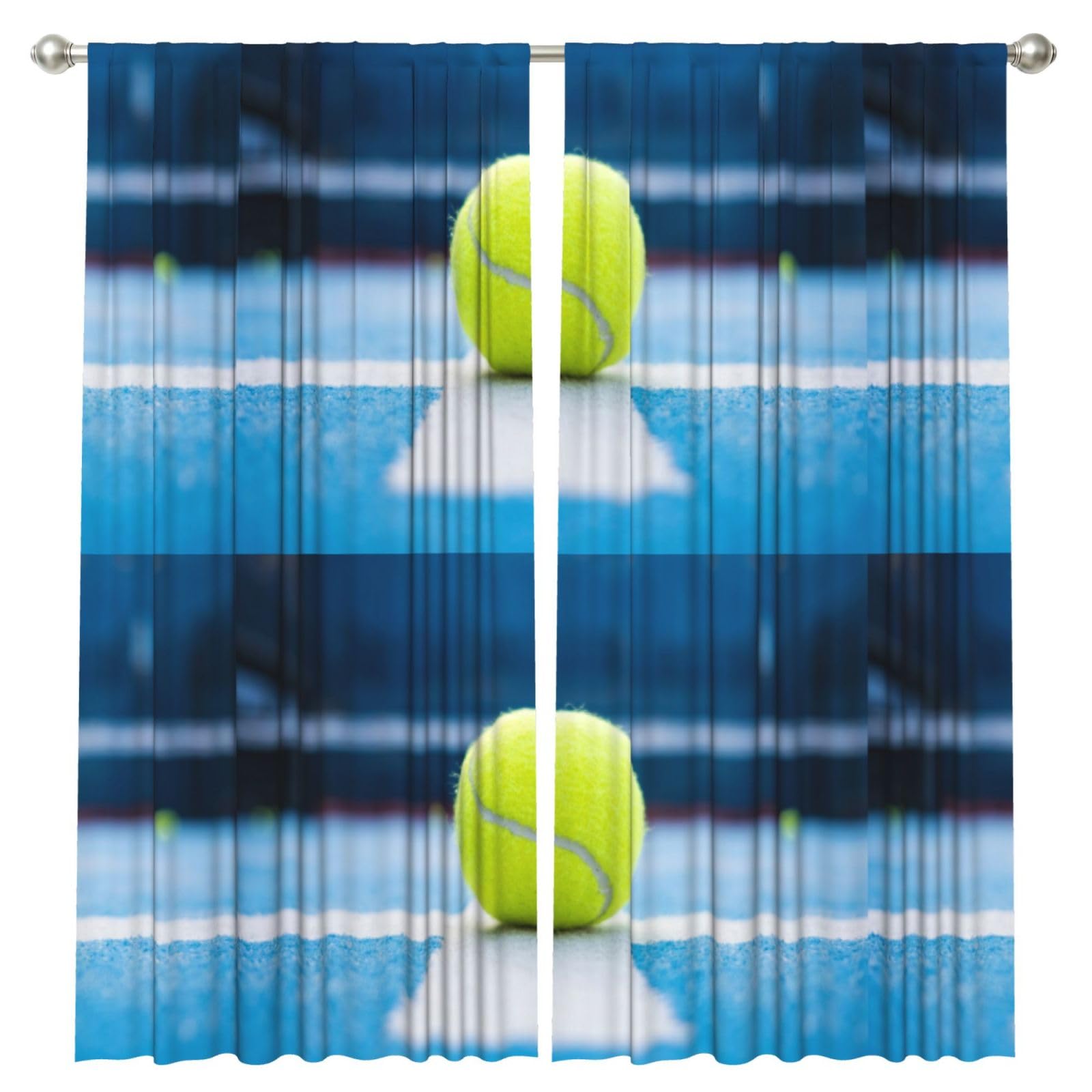 InOmak Tennis Ball Painting, 2 Panels Window Curtains 52 x 84 Inch Blackout Curtains for Living Room Bedroom