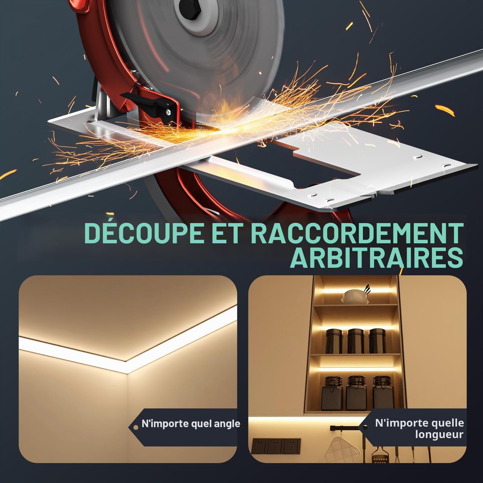 Profilé LED, Profile alu pour ruban 10 × 1mètres，45 degrés en forme de V，avec Couvercle PC Laiteux, Embouts et Clip de Montage pour Bande LED (10pièces × 1m) [Classe énergétique A++]